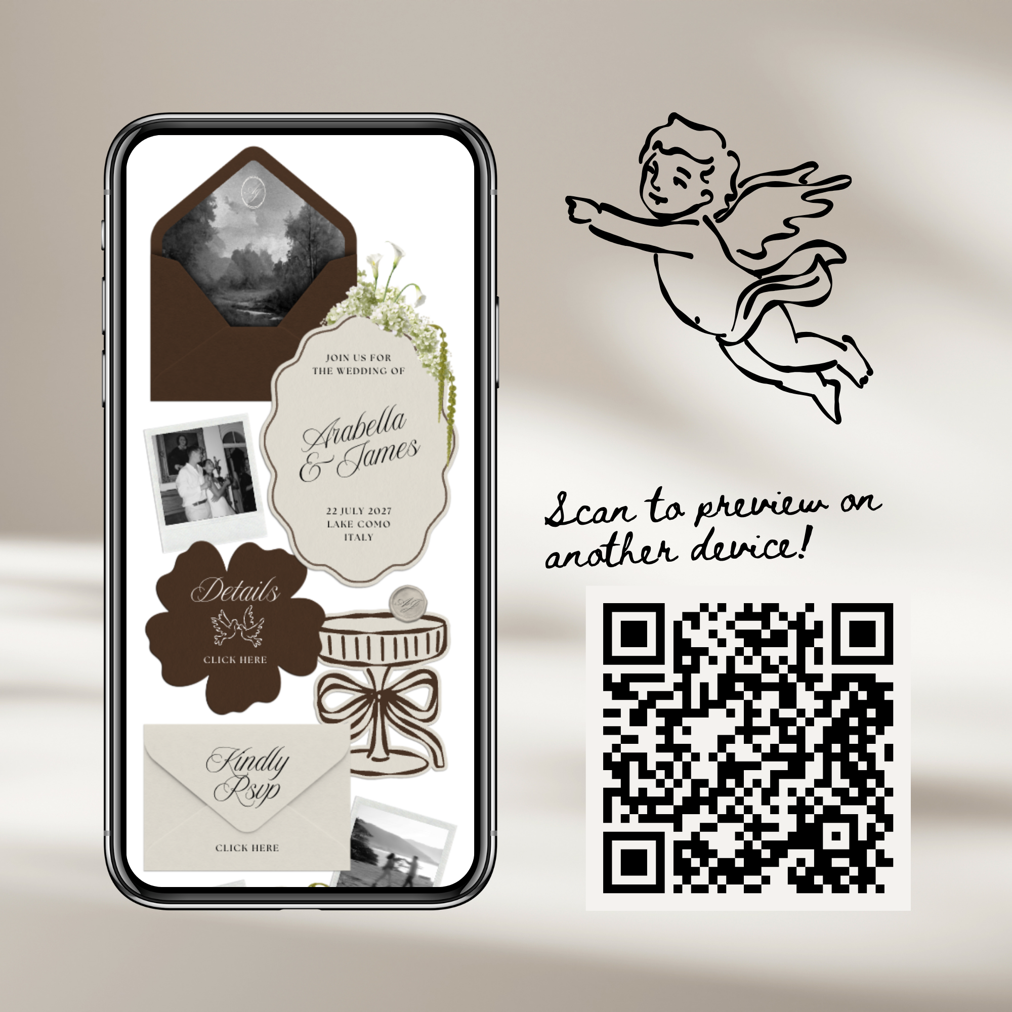 Wedding Website Template with RSVP (Brown & Ivory)