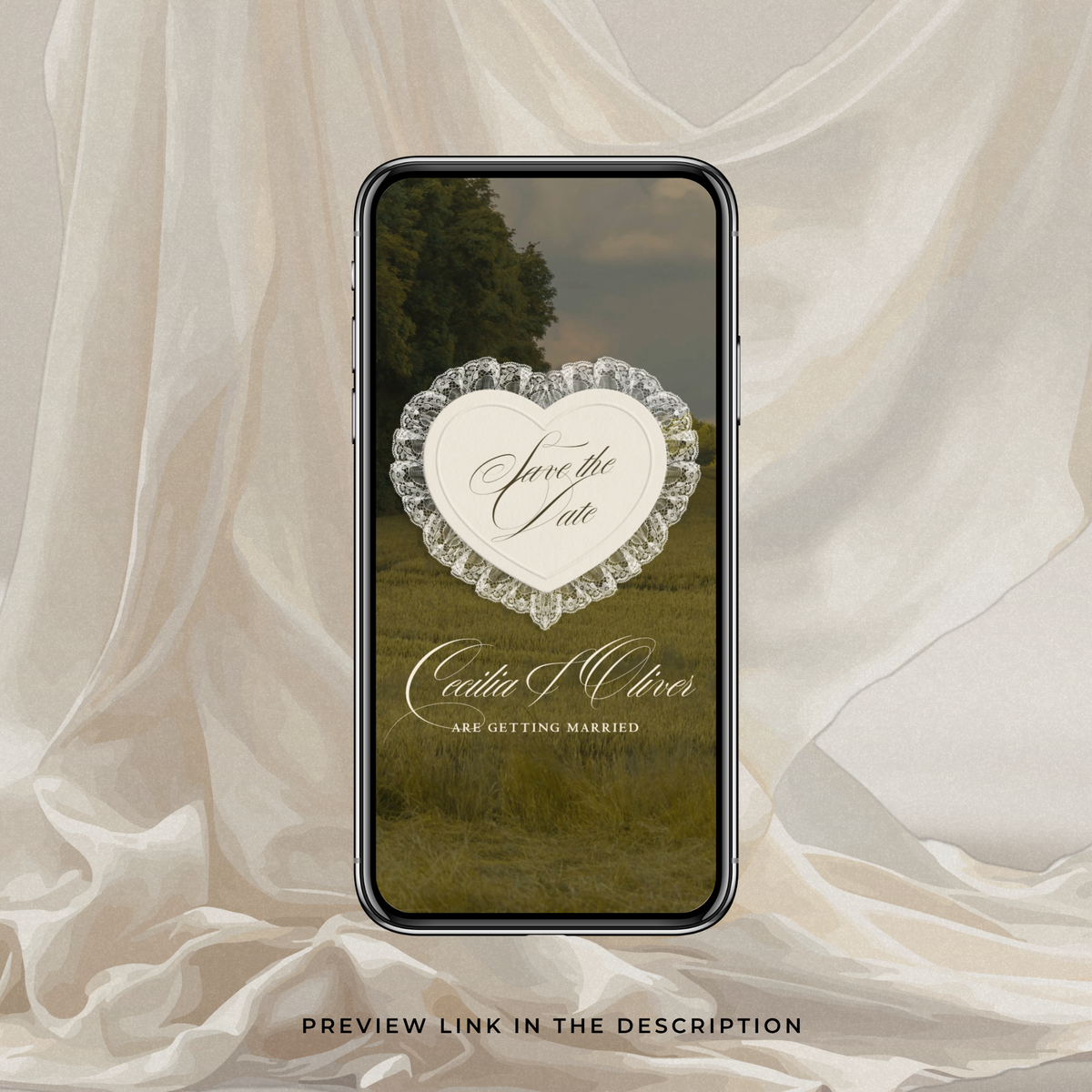 Lace Heart Save The Date Video Template (0102)