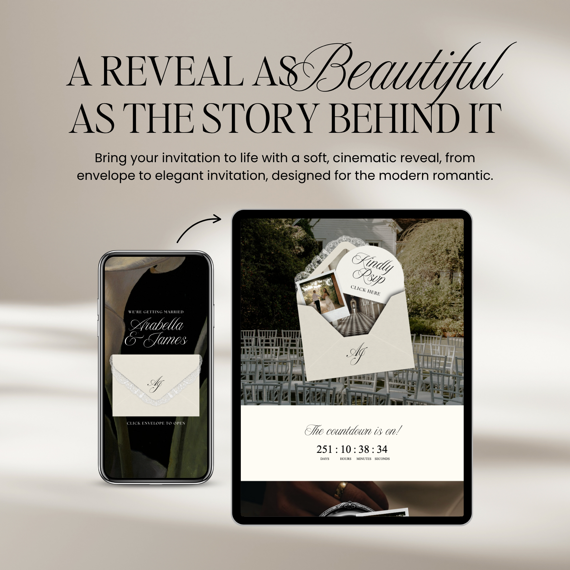 Old Money Lace Wedding Website Template with RSVP (Lace 01)