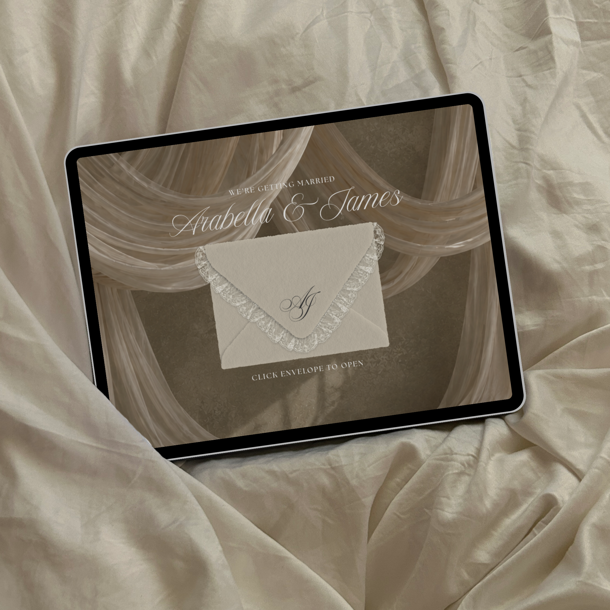 Old Money Lace Wedding Website Template with RSVP (Lace 02)