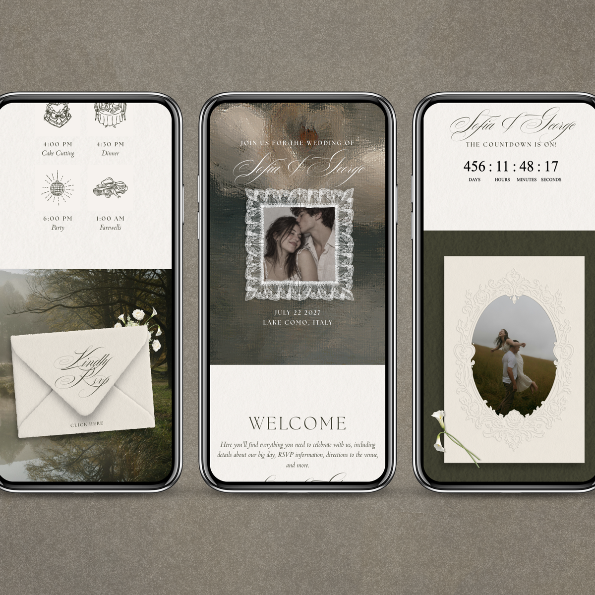 Lace Wedding Website Template with RSVP (Lace 0502)
