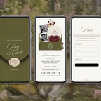 Save The Date Wedding Website Template (Envelope 07 - Green + Burgundy)