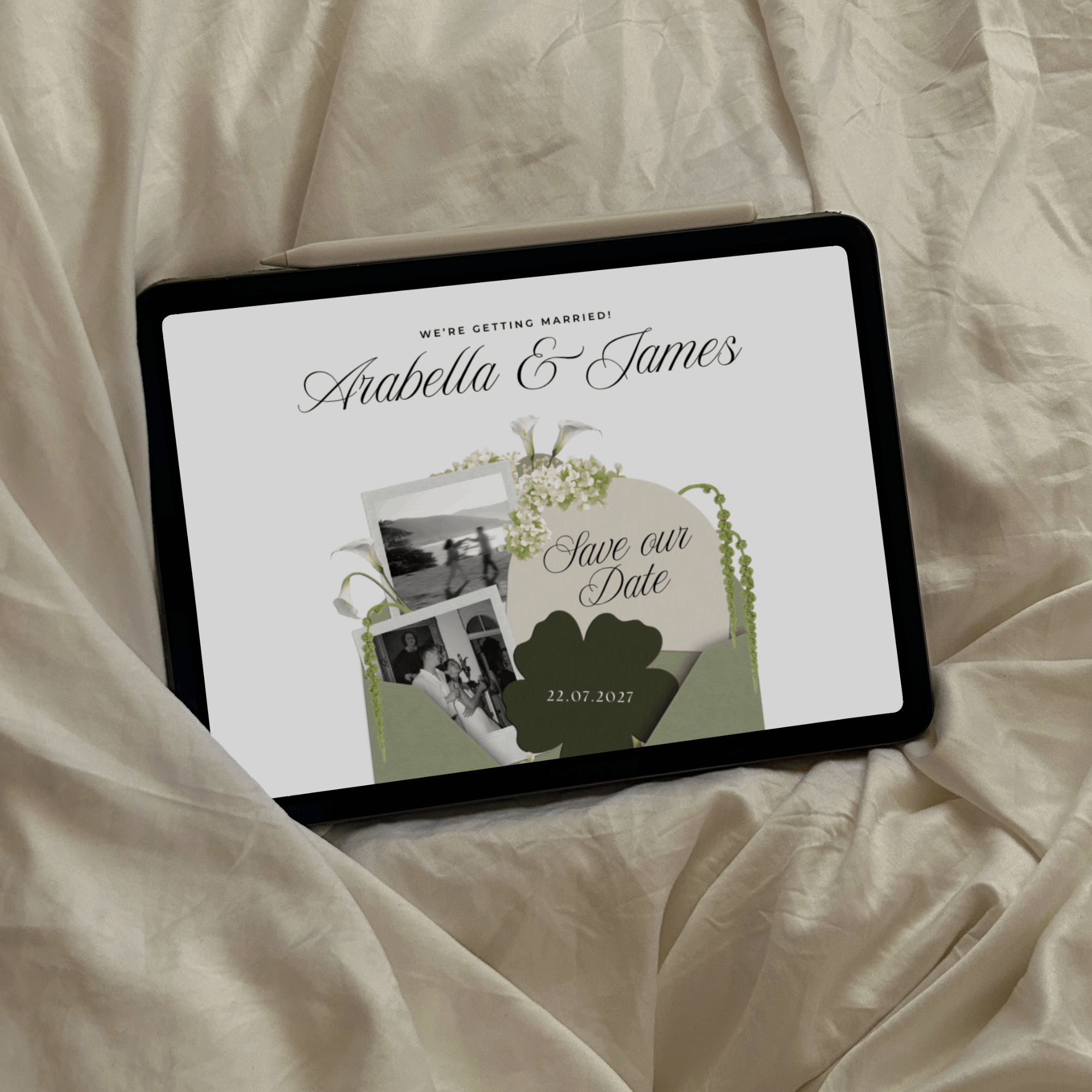 Save The Date Wedding Website Template (Sage & Ivory)