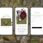 Save The Date Wedding Website Template (Envelope 06 - Green + Burgundy)