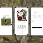Save The Date Wedding Website Template (Envelope 05 - Green, Pink + Burgundy)