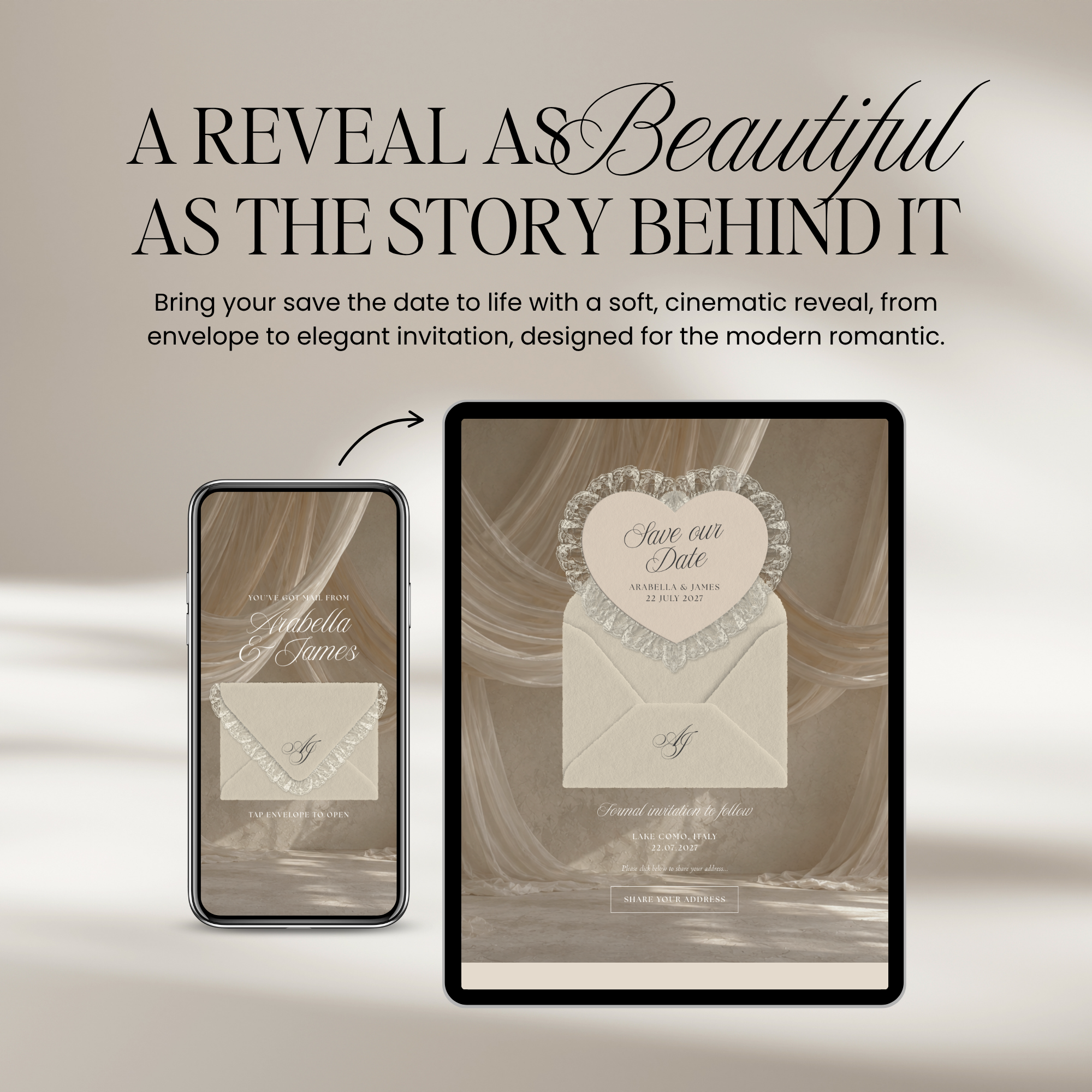 Old Money Save The Date Website Template (Lace 0202)