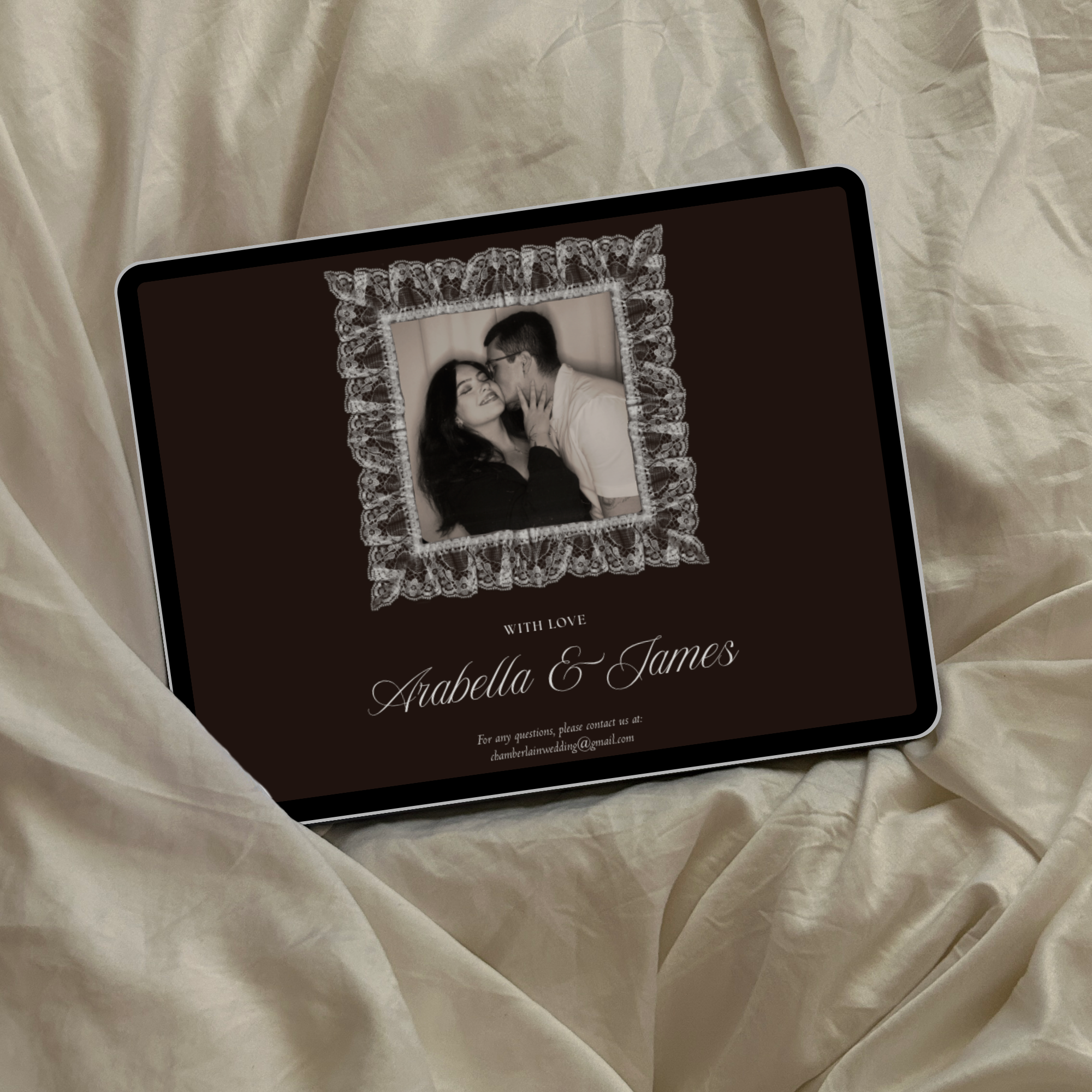 Old Money Lace Wedding Website Template with RSVP (Lace 01)