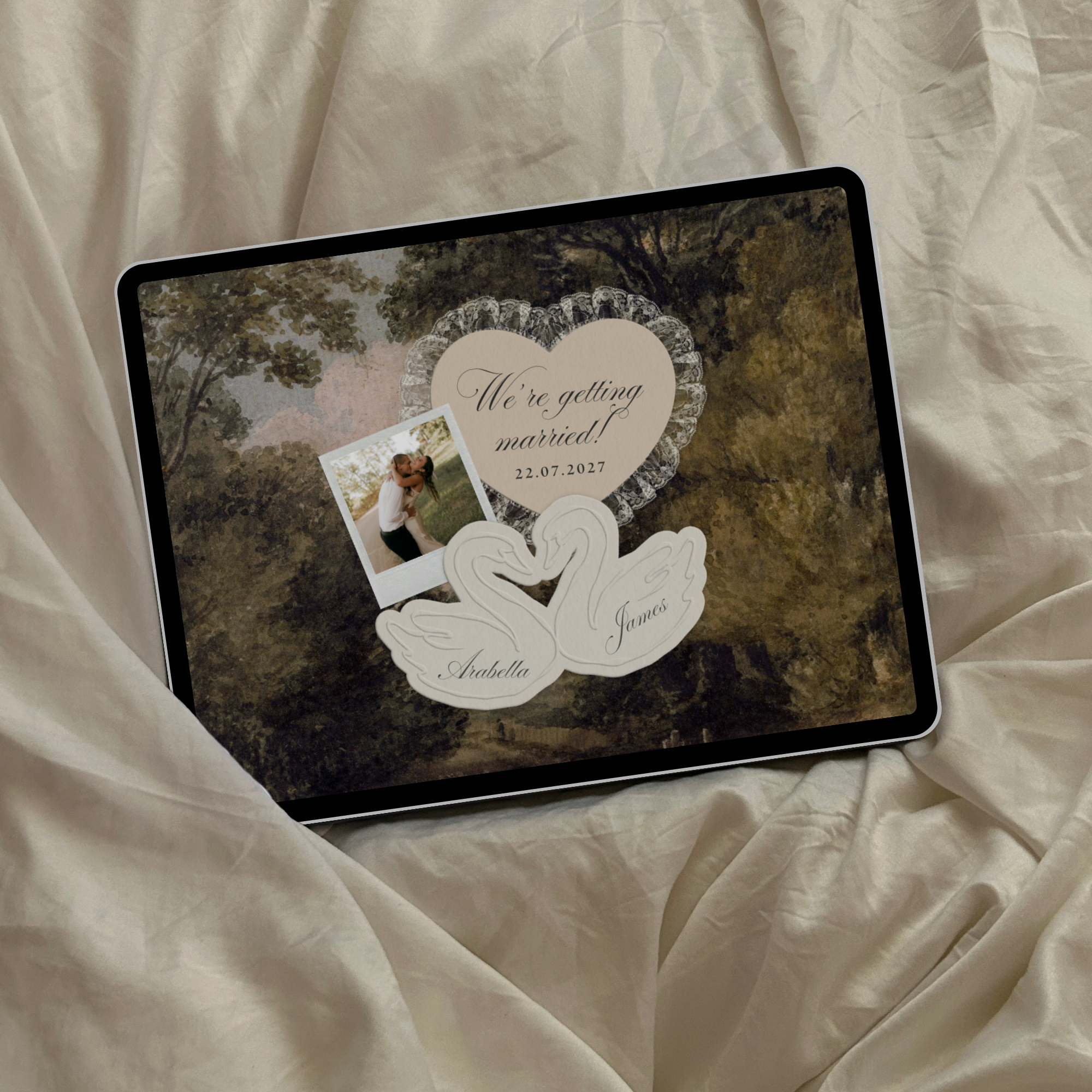 Old Money Lace Wedding Website Template with RSVP (Lace 03)