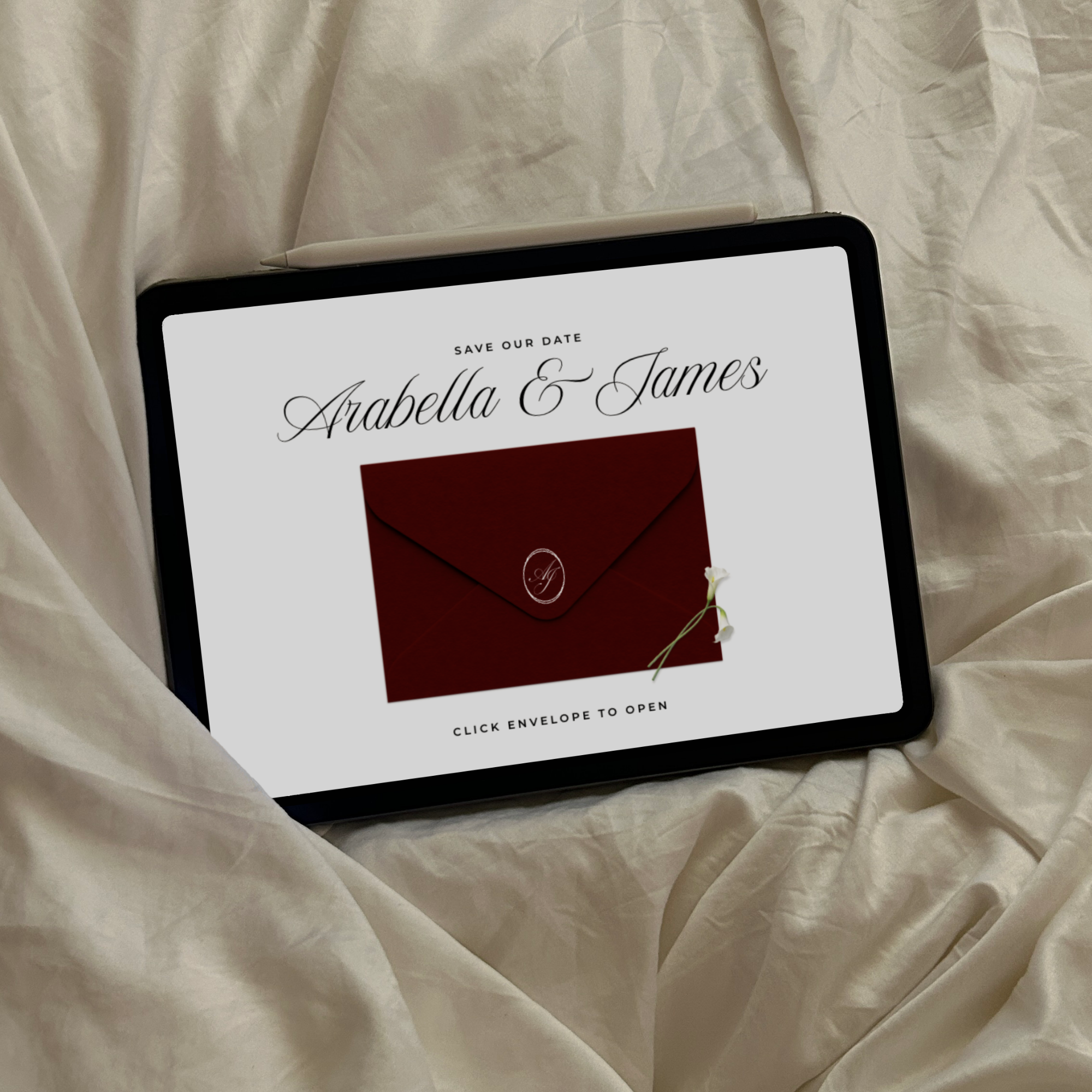 Save The Date Wedding Website Template (Burgundy & Ivory)