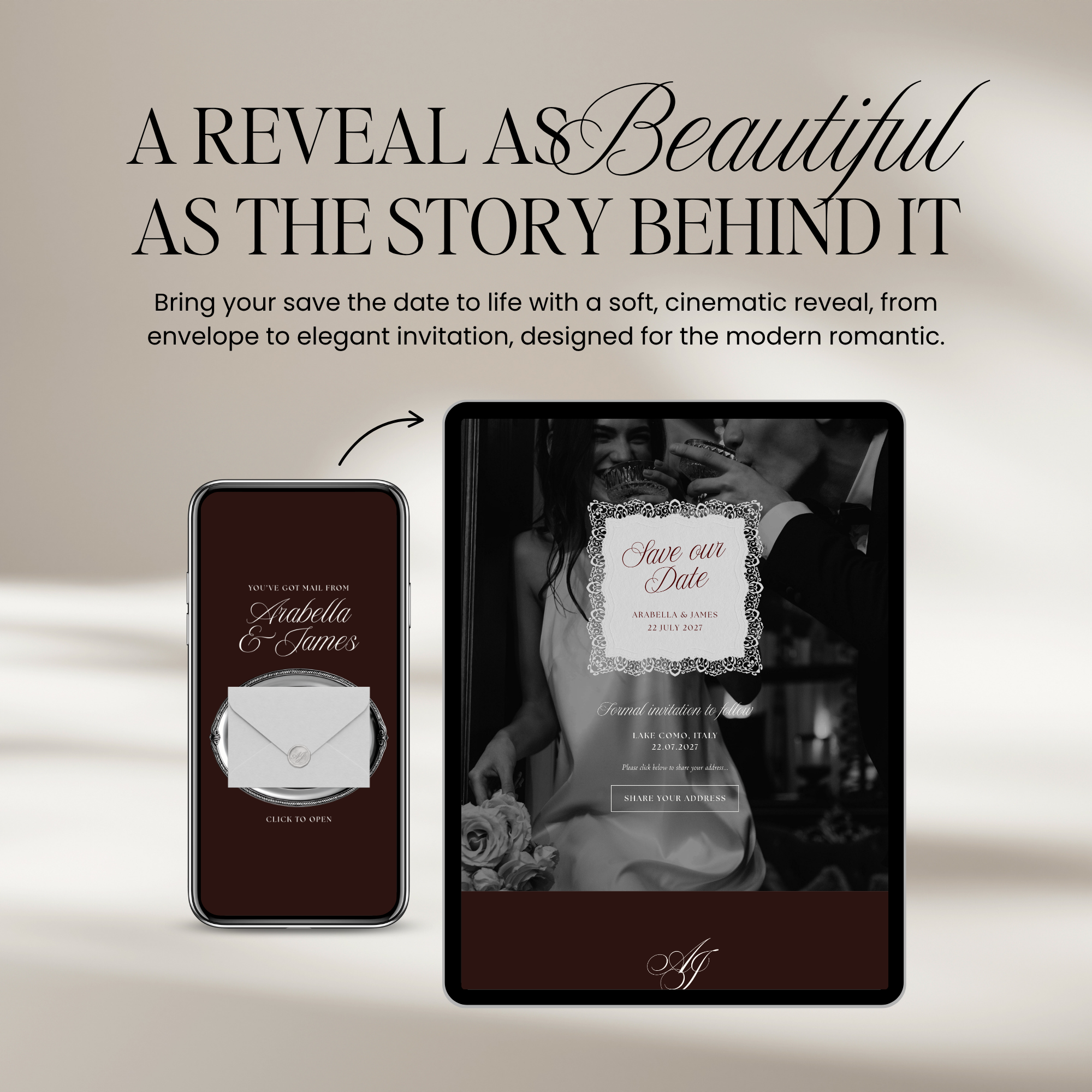 Old Money Save The Date Website Template (Burgundy)