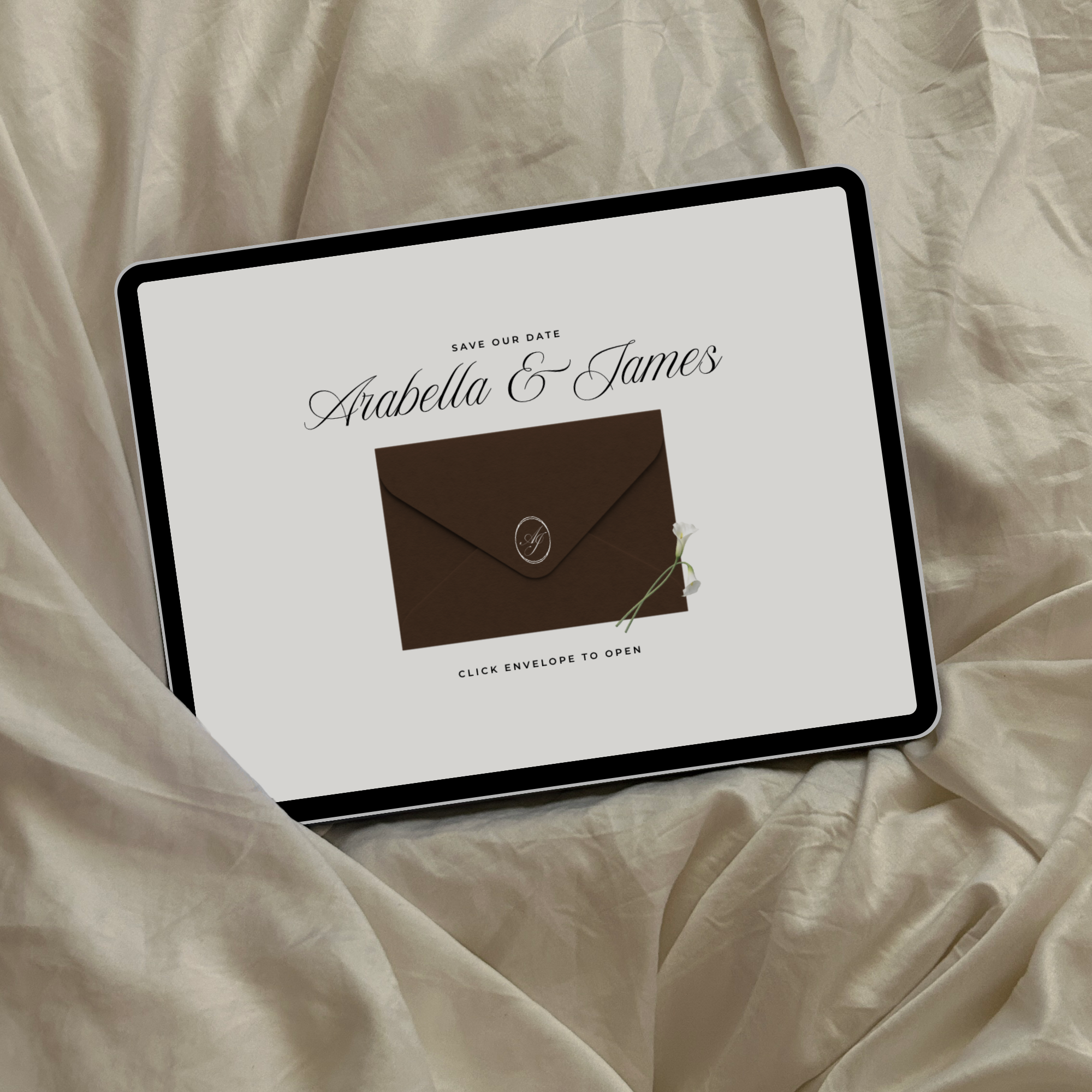 Save The Date Wedding Website Template (Brown & Ivory)