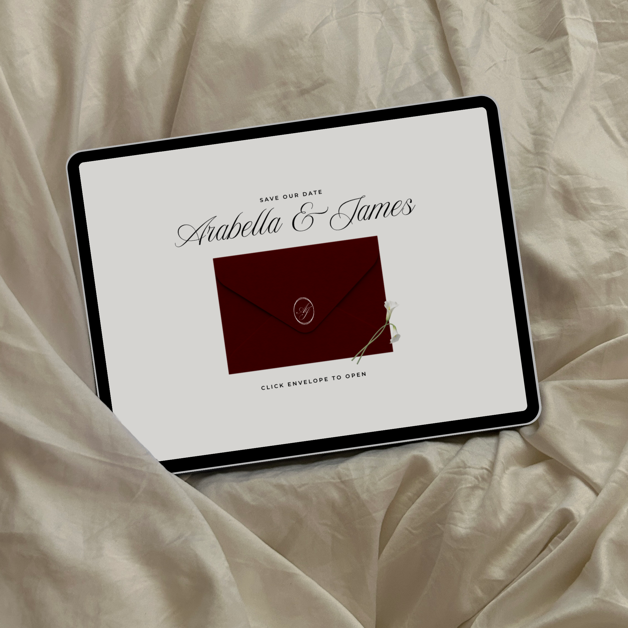 Save The Date Wedding Website Template (Burgundy & Ivory)
