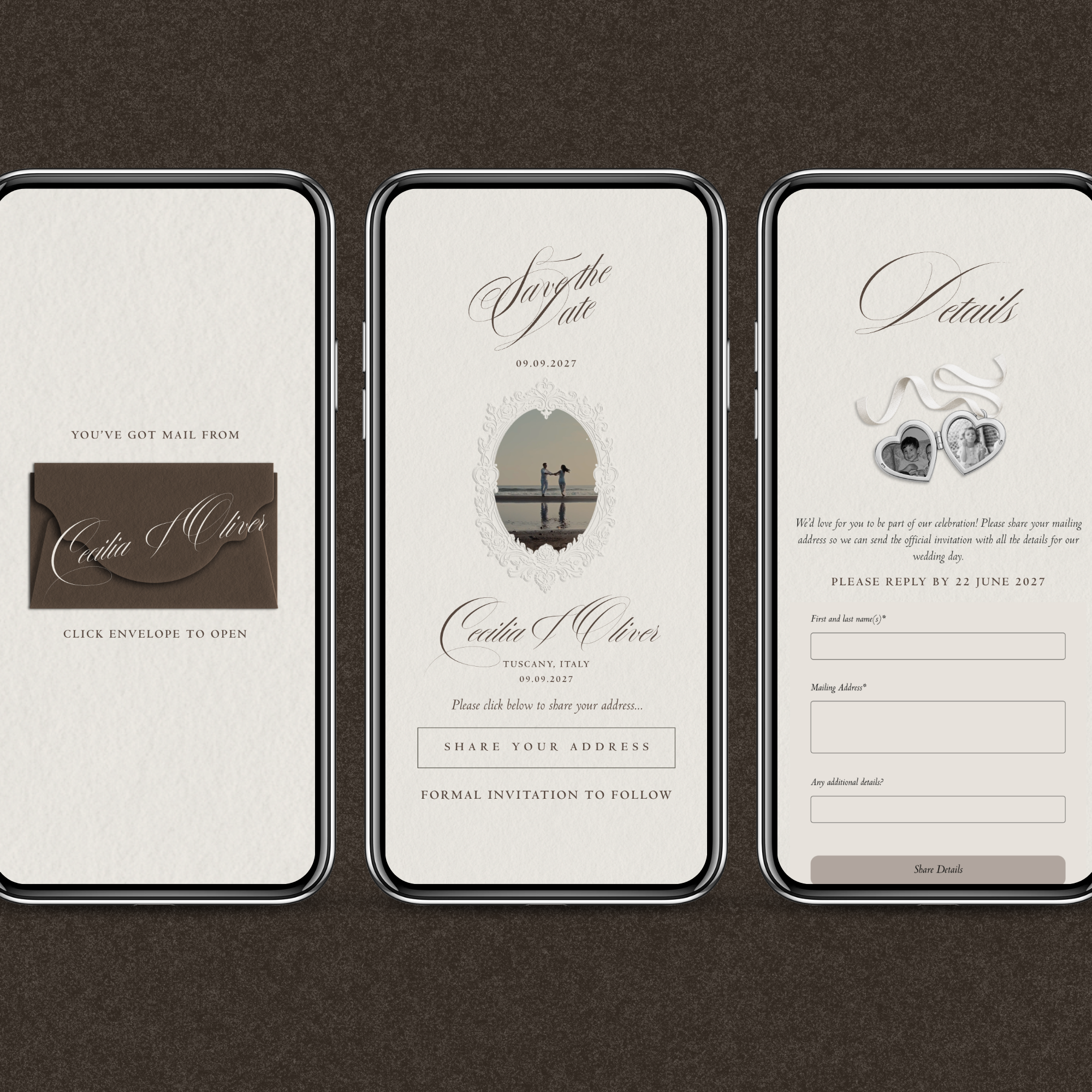 Save The Date Website Template (Vintage 01 - Brown Ivory)