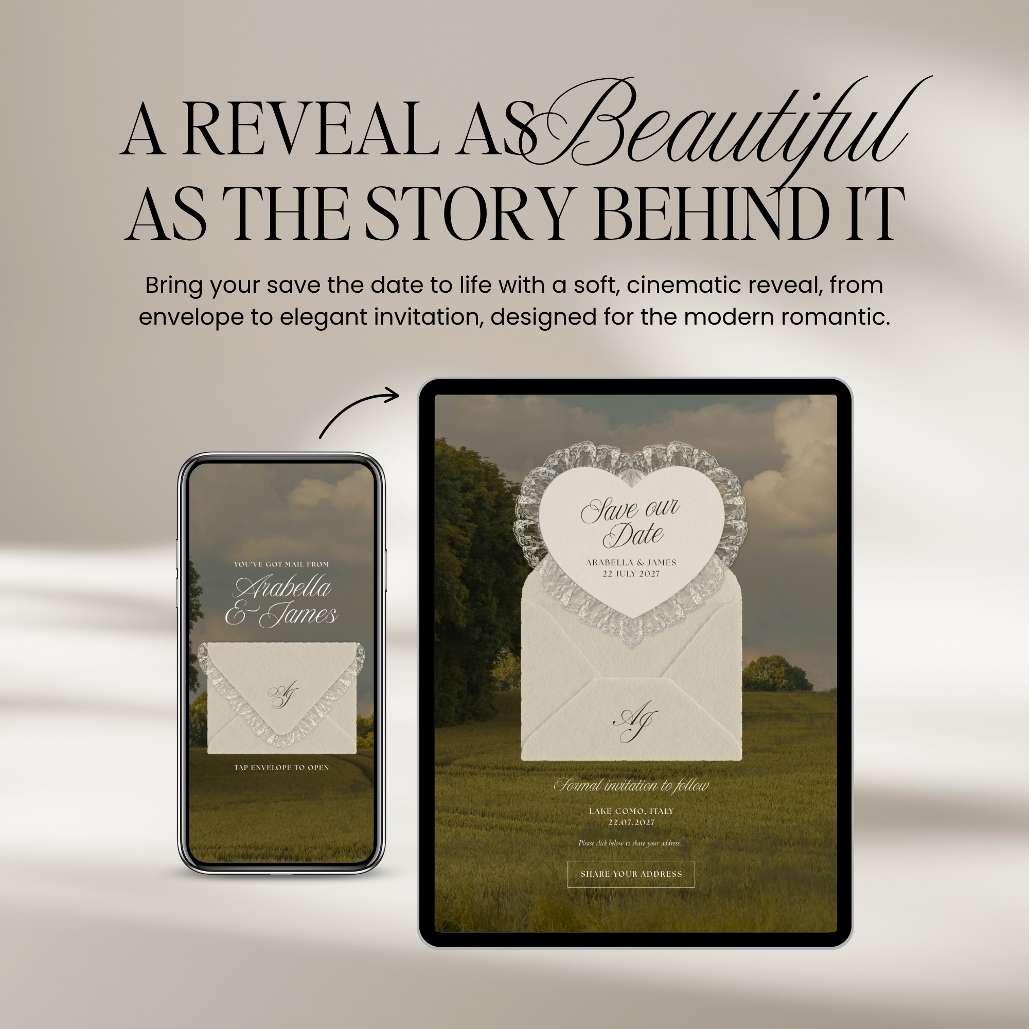Old Money Save The Date Website Template (Lace 02)