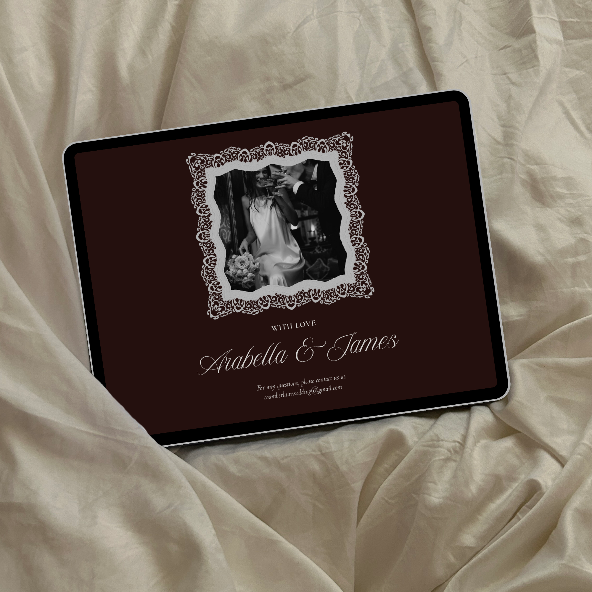 Old Money Wedding Website Template with RSVP (Burgundy)