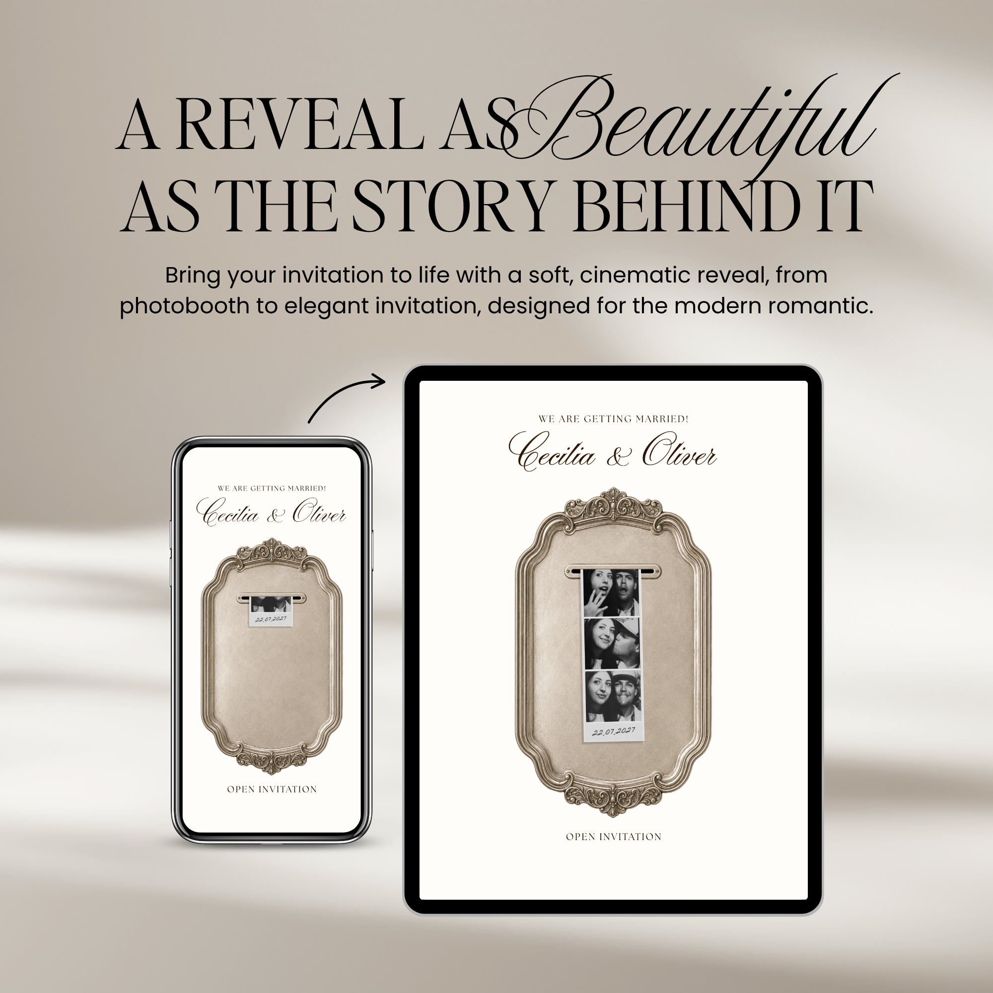Wedding Website Template with RSVP (Photo Booth 01 - Ivory)