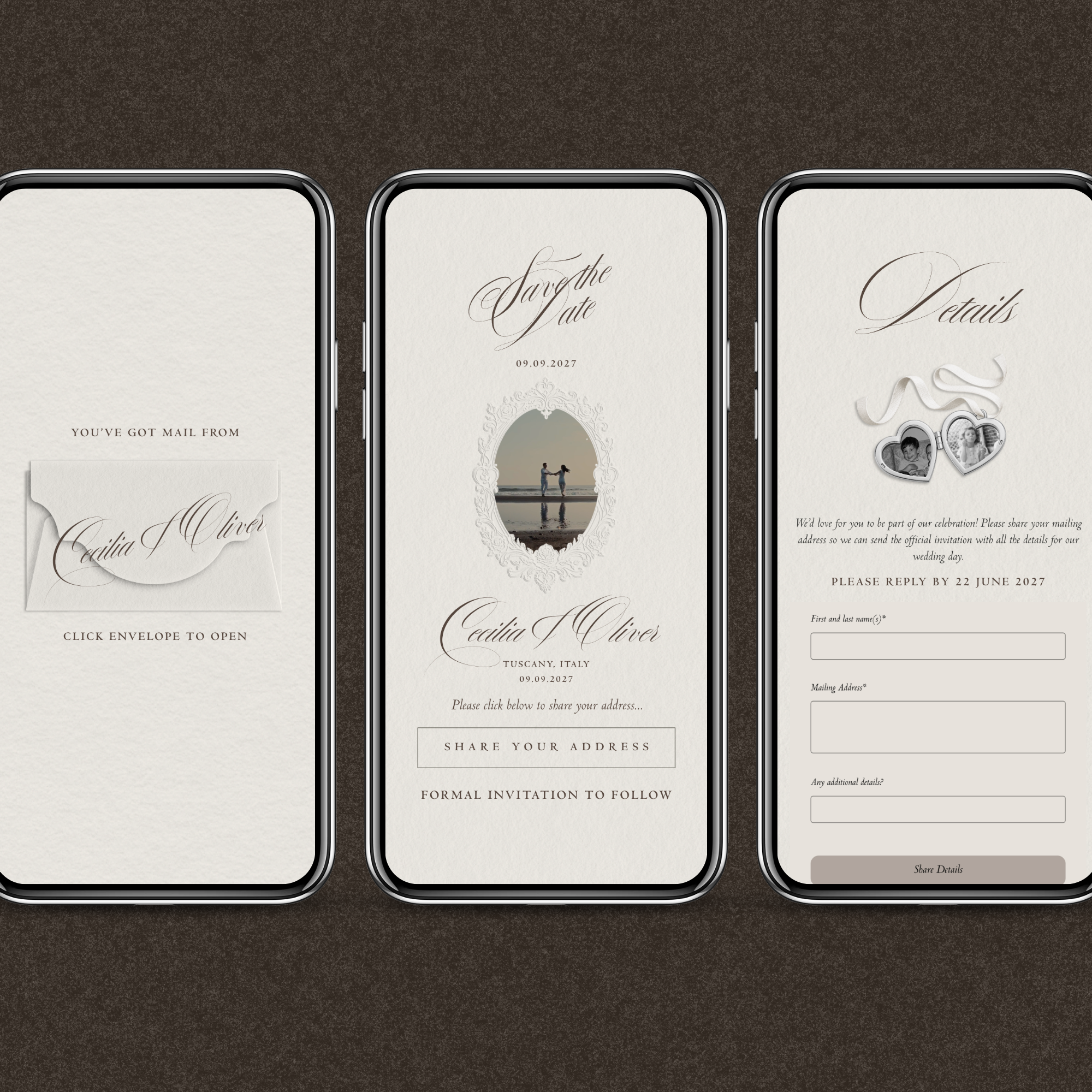 Save The Date Website Template (Vintage 01 - Ivory)