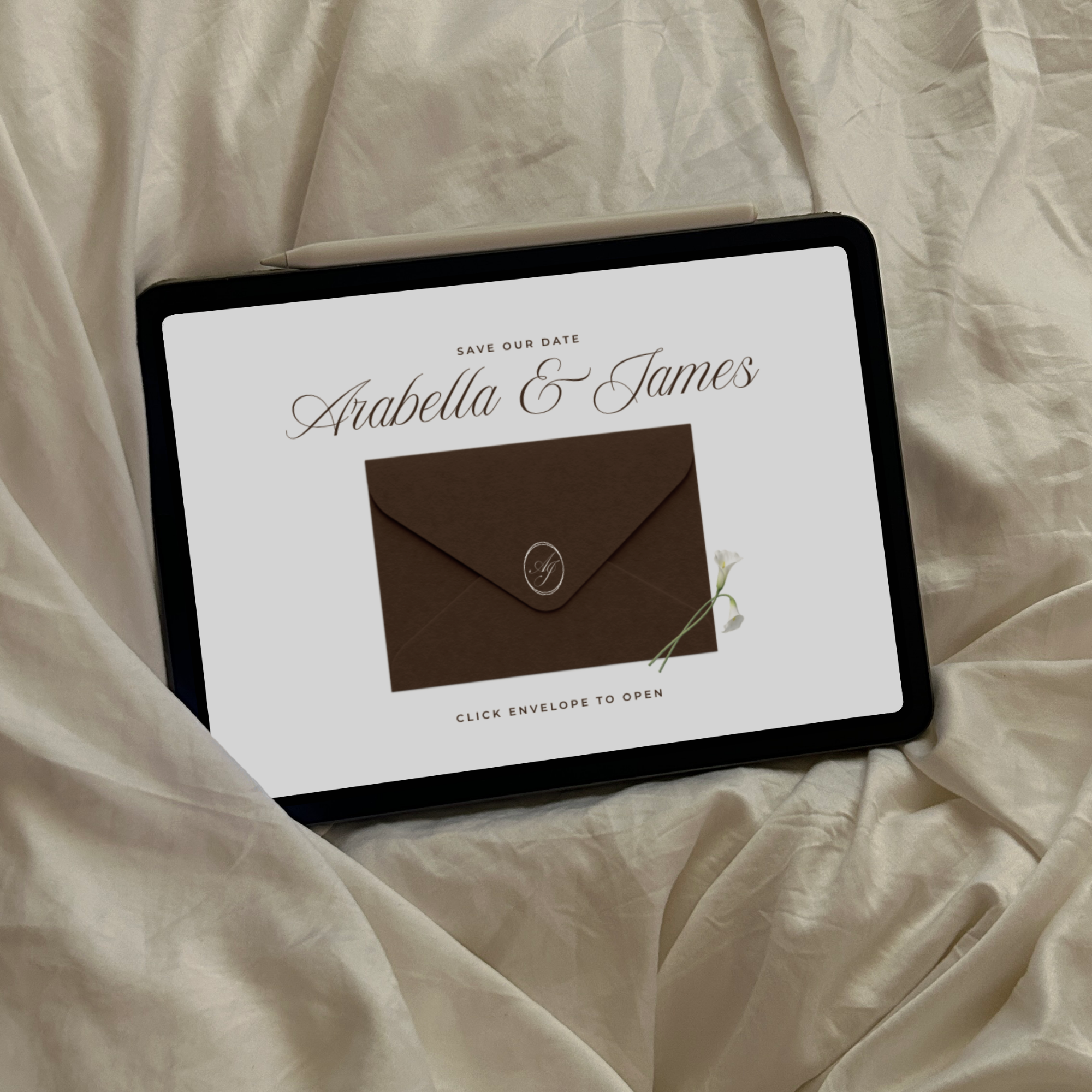 Classic Save The Date Wedding Website Template (Brown & Ivory)