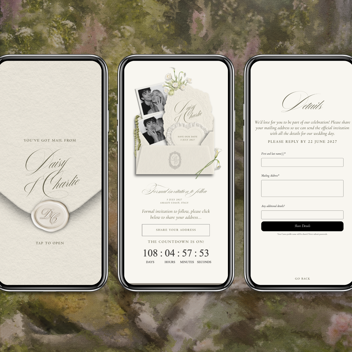 Save The Date Wedding Website Template (Envelope 07 - Ivory)