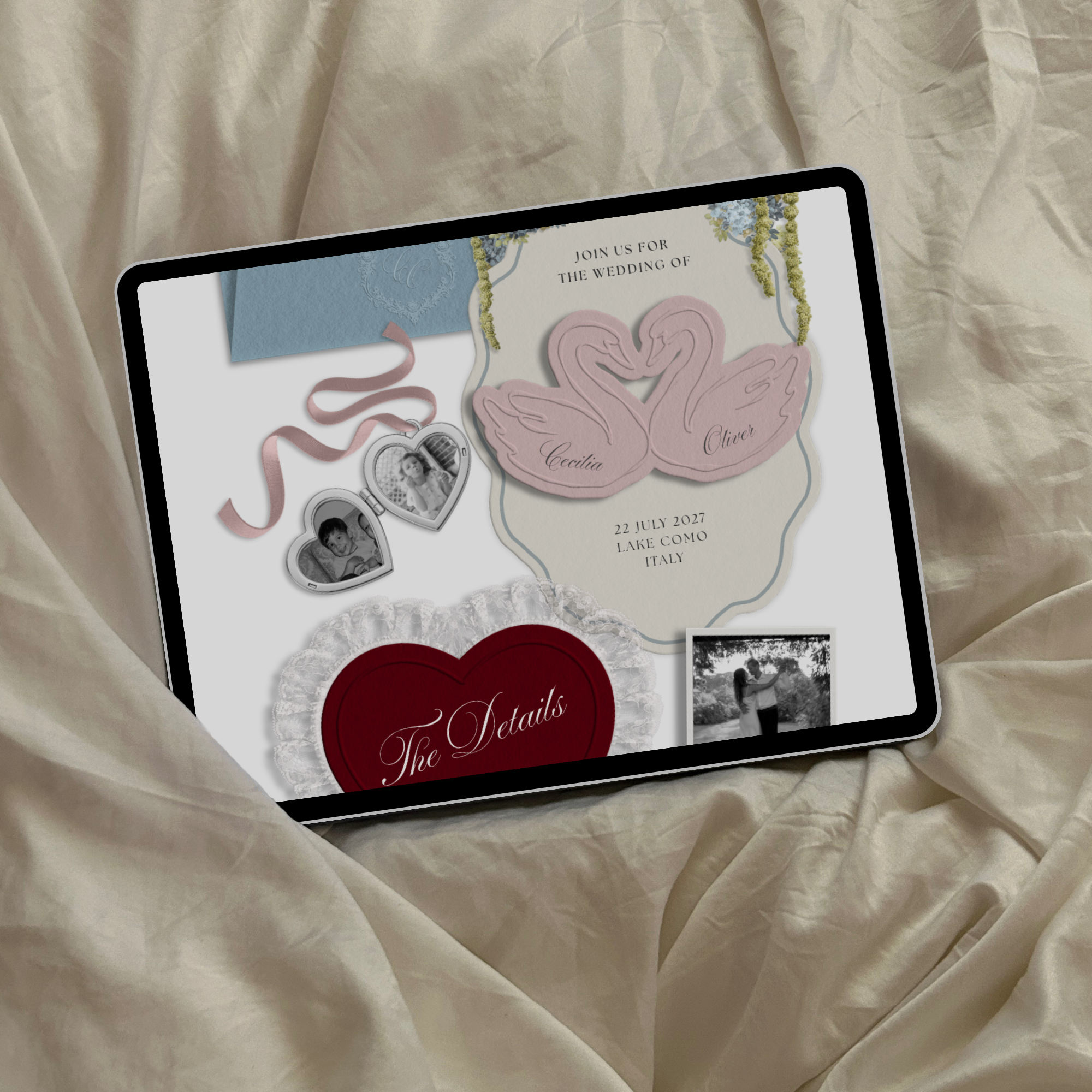 Wedding Website Template with RSVP (Envelope 04 - Blue & Pink)