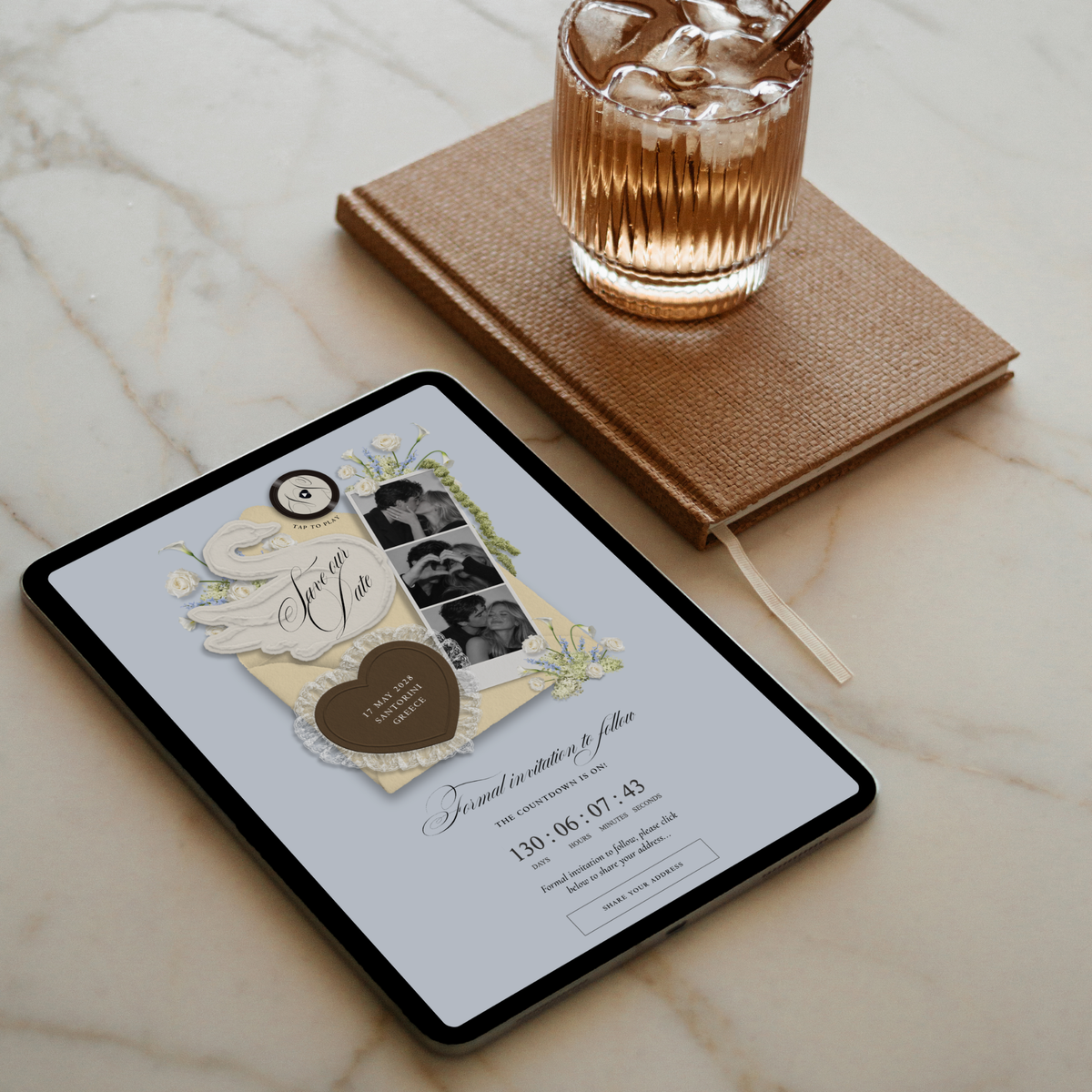Save The Date Wedding Website Template (Envelope 05 - Yellow, Blue + Brown)