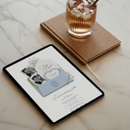 Save The Date Wedding Website Template (Envelope 07 - Blue + Ivory)