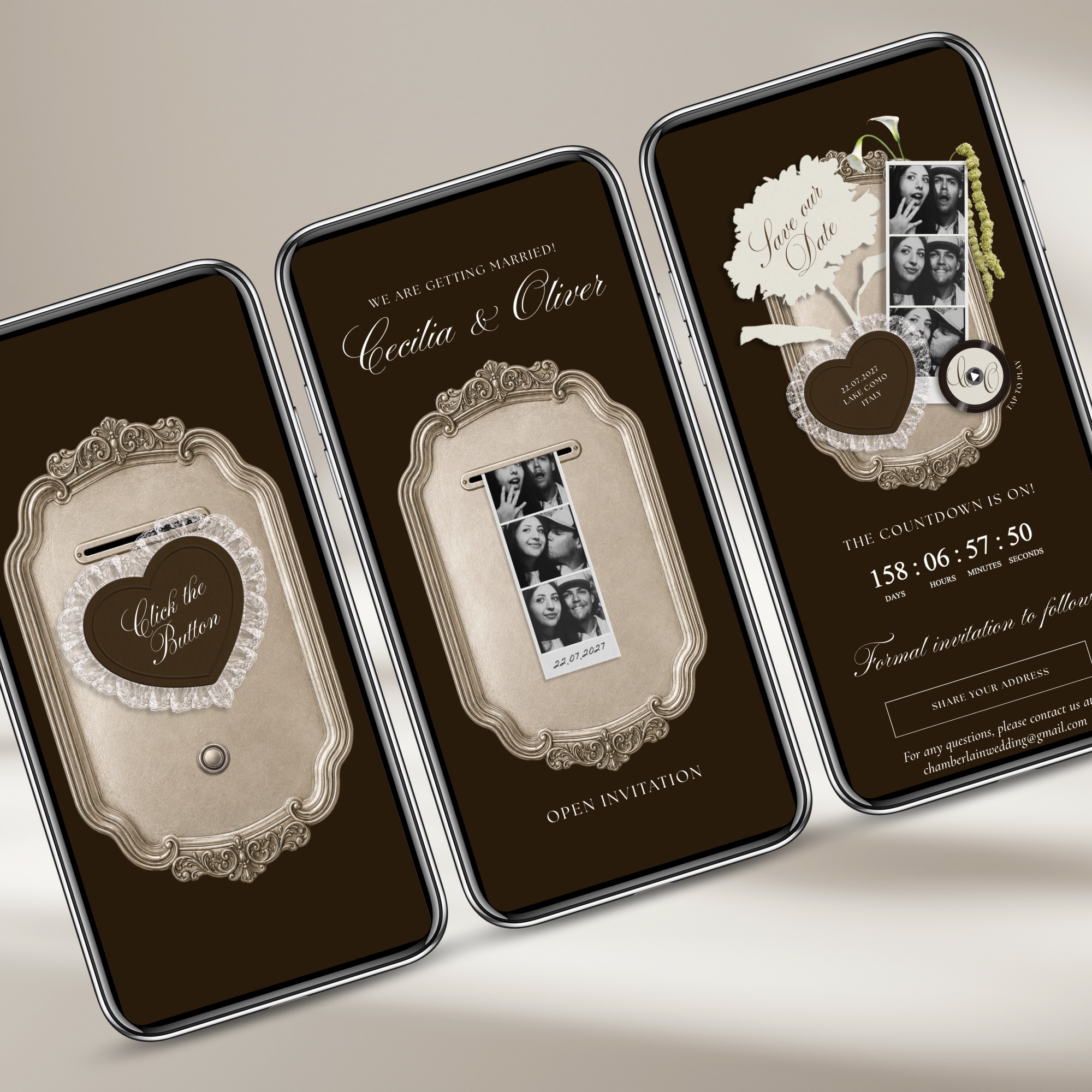 Save The Date Wedding Website Template (Photo Booth Animation 01 - Brown)