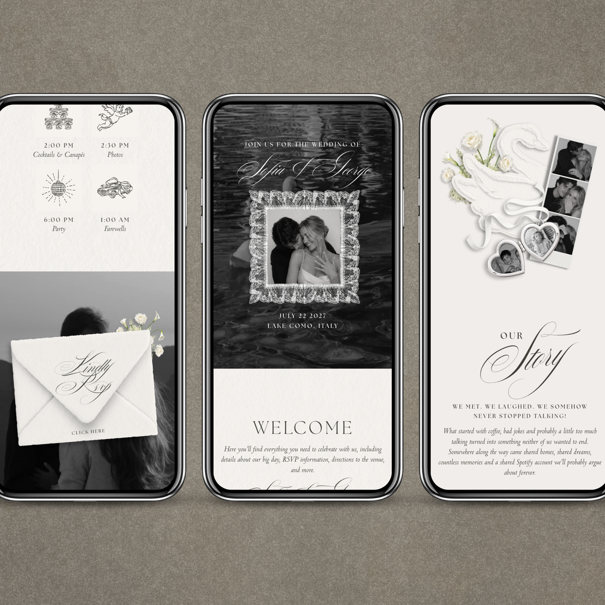 Lace Wedding Website Template with RSVP (Lace 0501)
