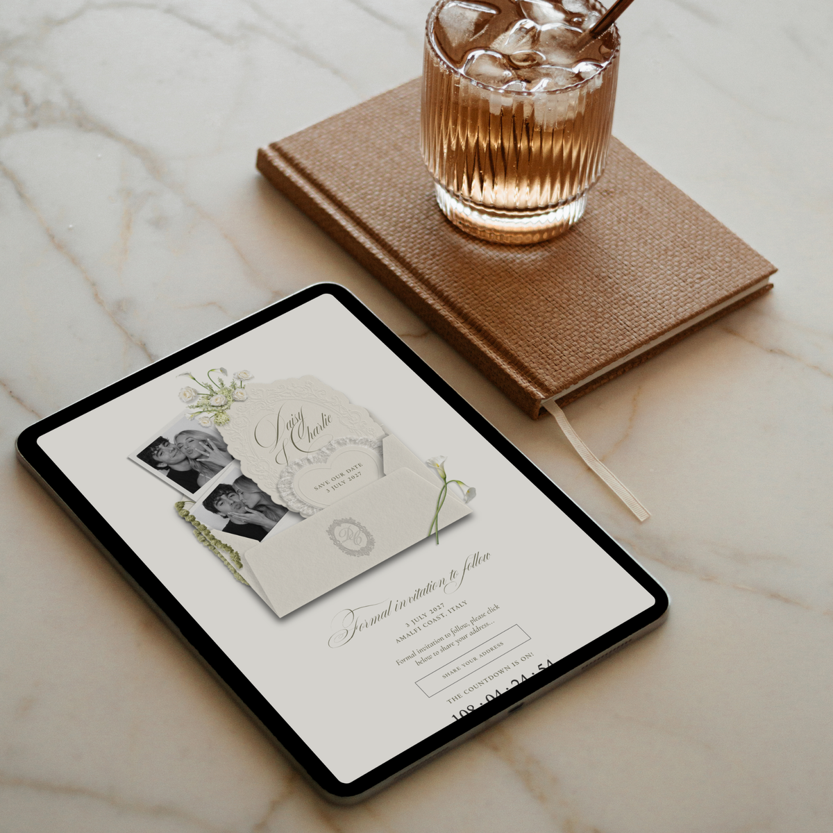 Save The Date Wedding Website Template (Envelope 07 - Ivory)