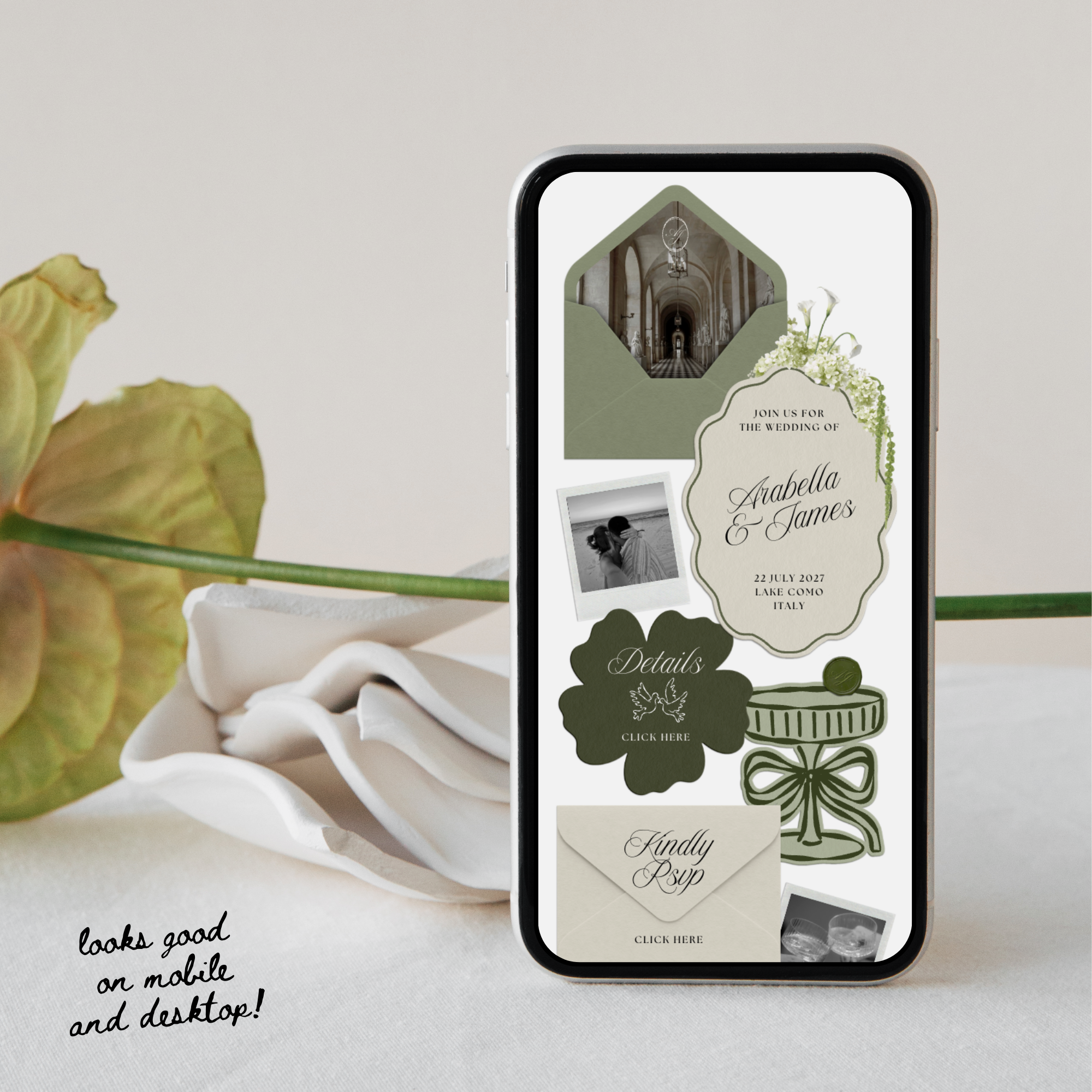 Wedding Website Template with RSVP (Sage & Ivory)