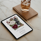 Save The Date Wedding Website Template (Envelope 05 - Green, Pink + Burgundy)