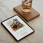 Save The Date Wedding Website Template (Envelope 04 - Olive Green & Burgundy)