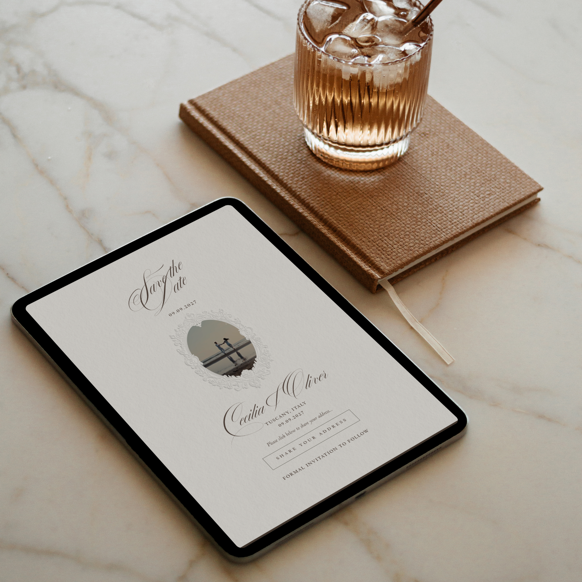 Save The Date Website Template (Vintage 01 - Brown Ivory)