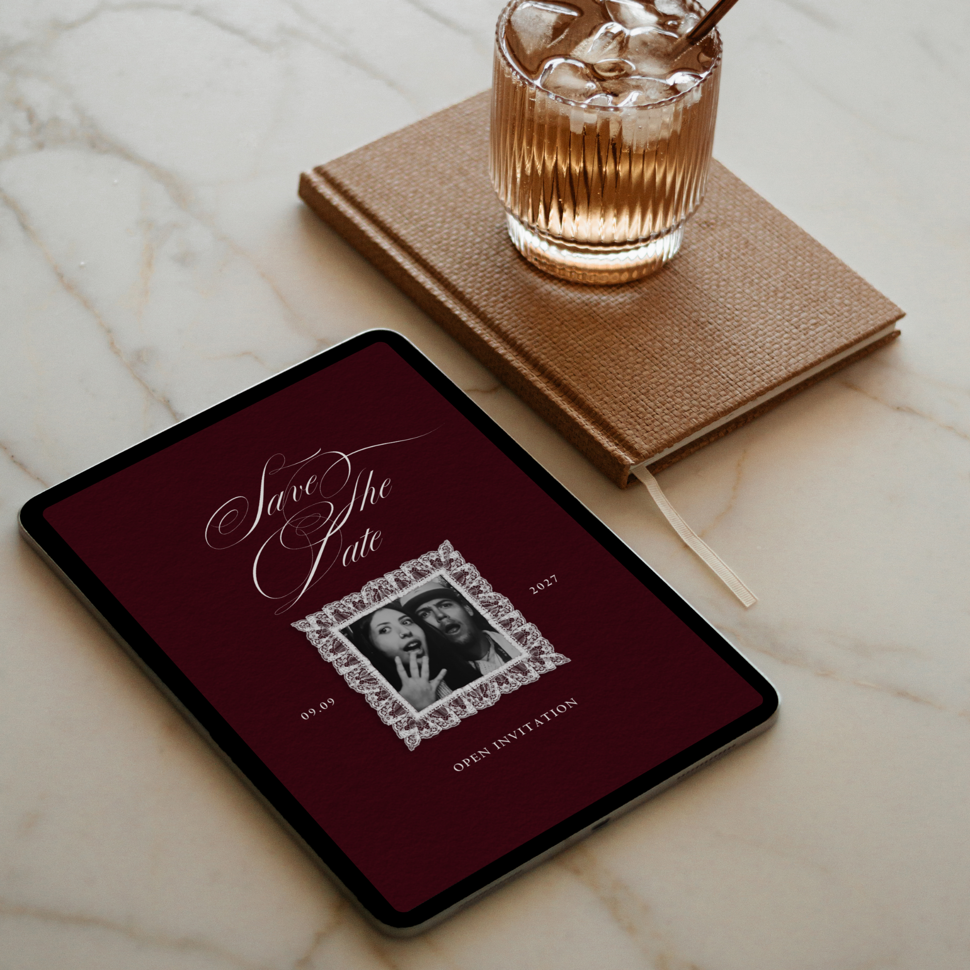 Save The Date Website Template (Romantic 01 - Burgundy)