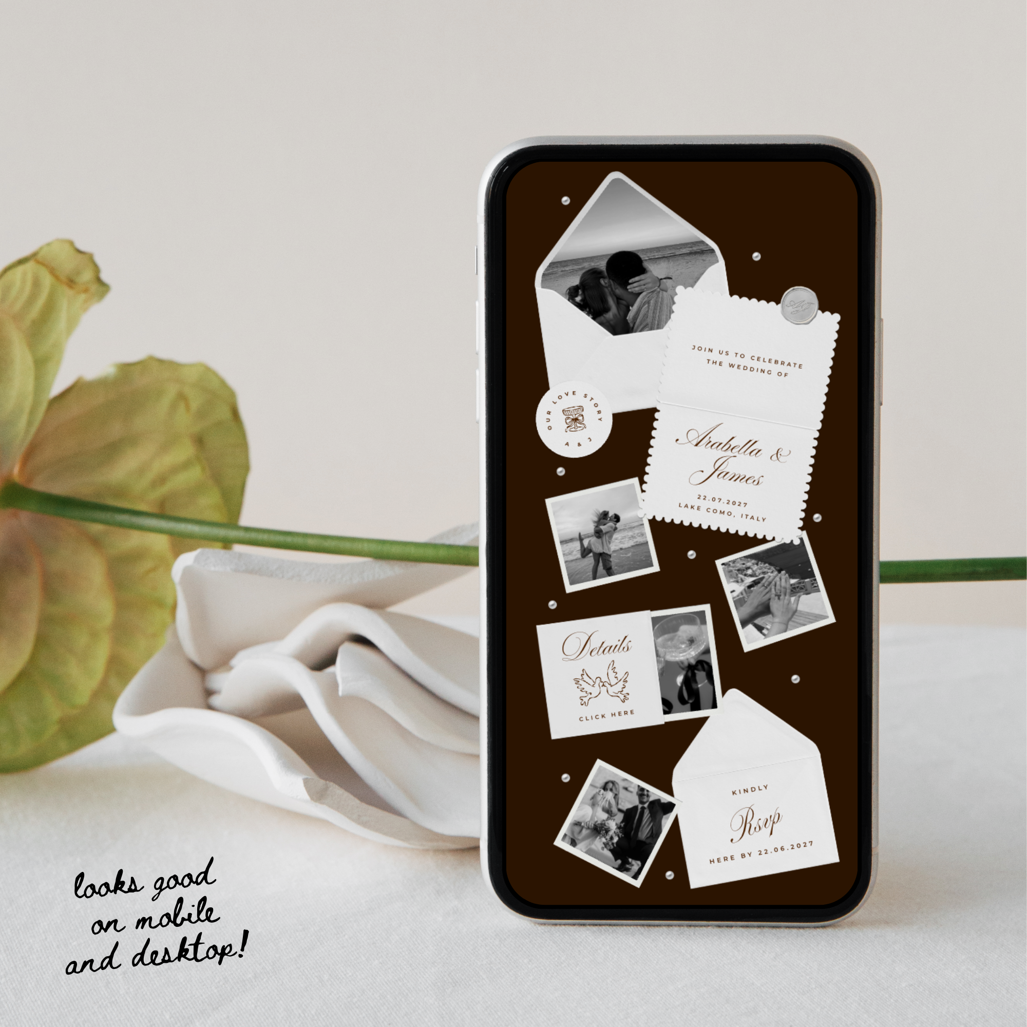 Wedding Website Template with RSVP (Burgundy)