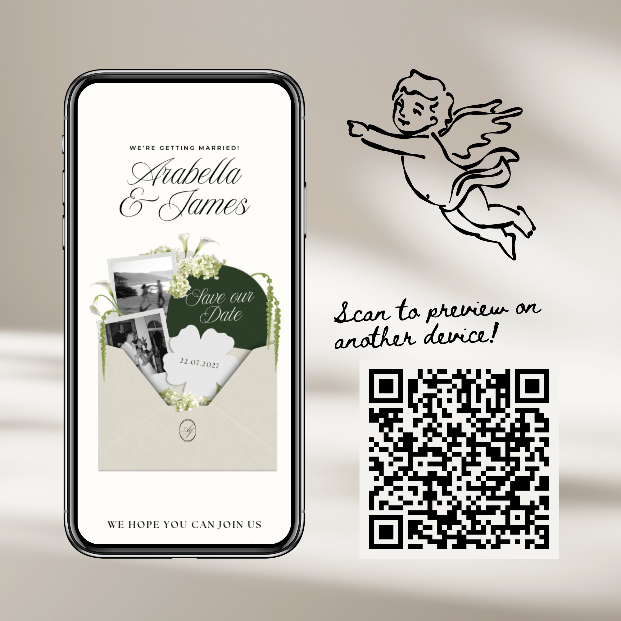 Save The Date Wedding Website Template (White & Green)