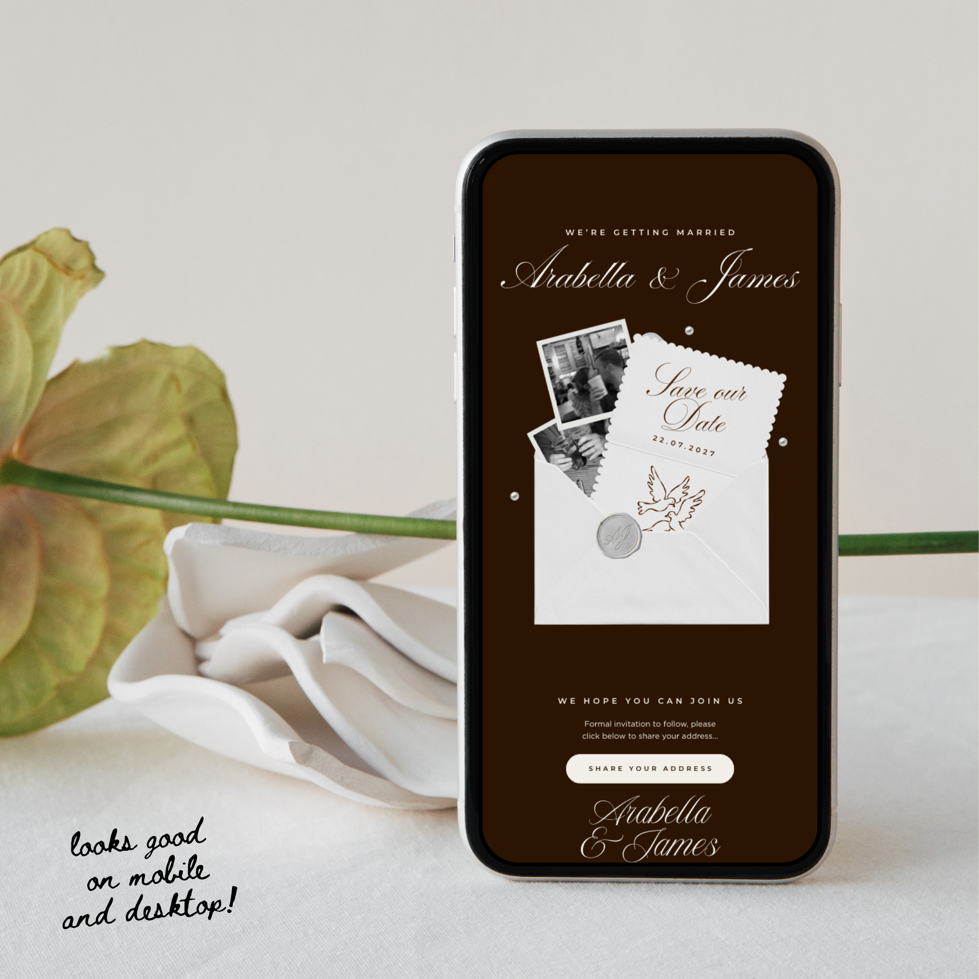 Save The Date Wedding Website Template (Burgundy)
