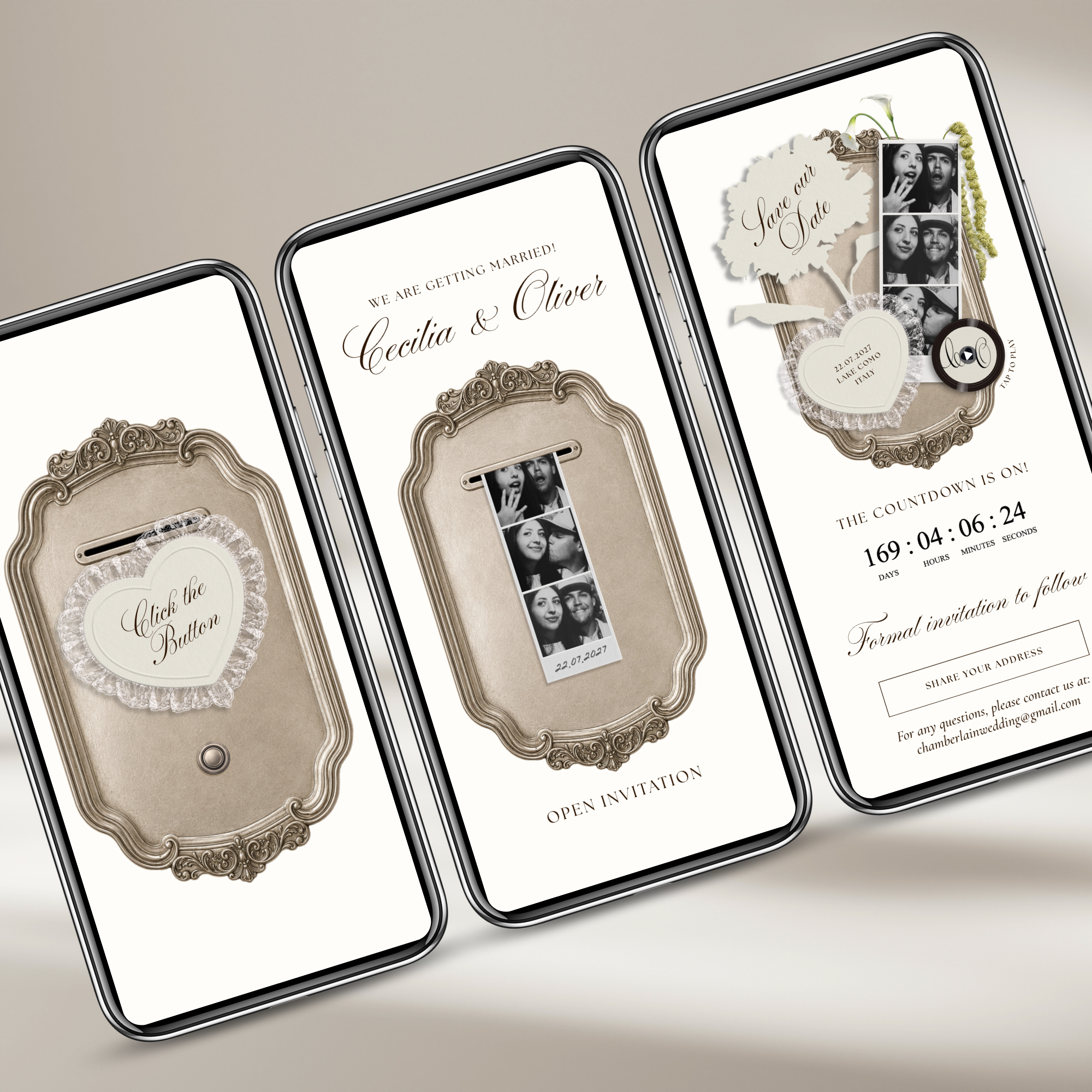 Save The Date Wedding Website Template (Photo Booth Animation 01 - Ivory)
