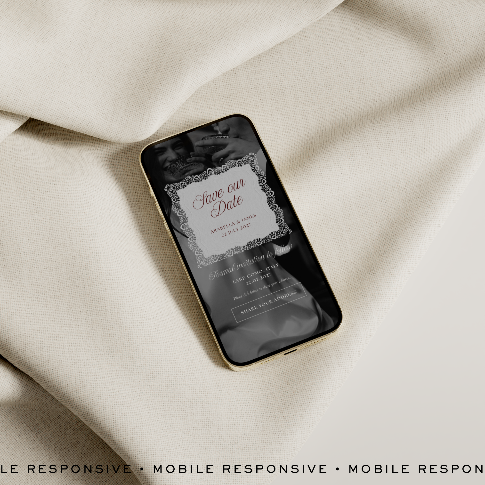 Old Money Save The Date Website Template (Burgundy)