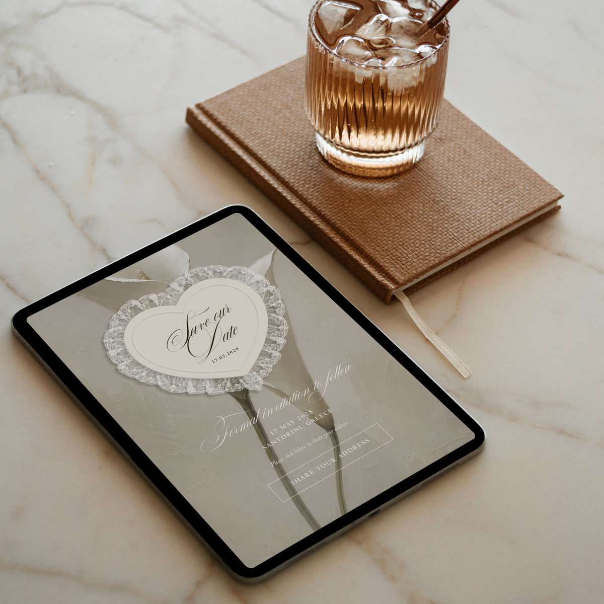 Lace Heart Save The Date Website Template (Lace 0201)