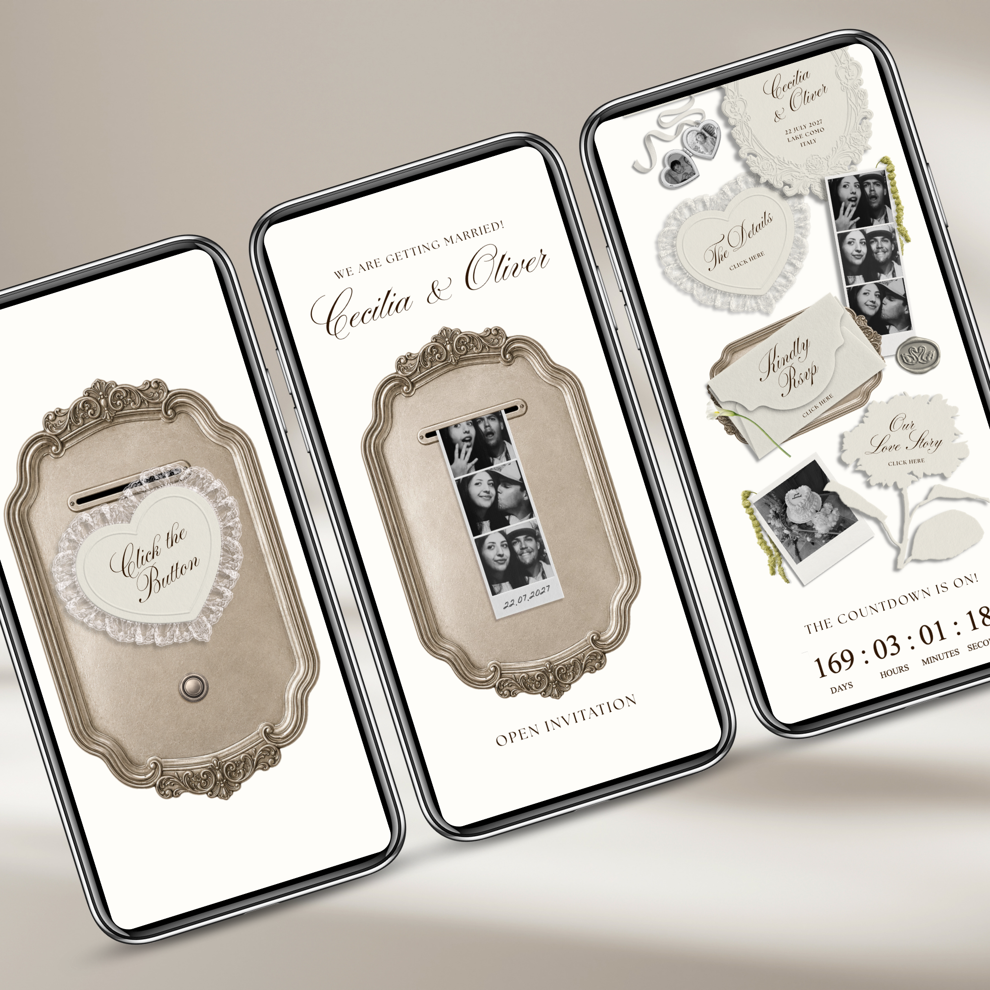 Wedding Website Template with RSVP (Photo Booth 01 - Ivory)