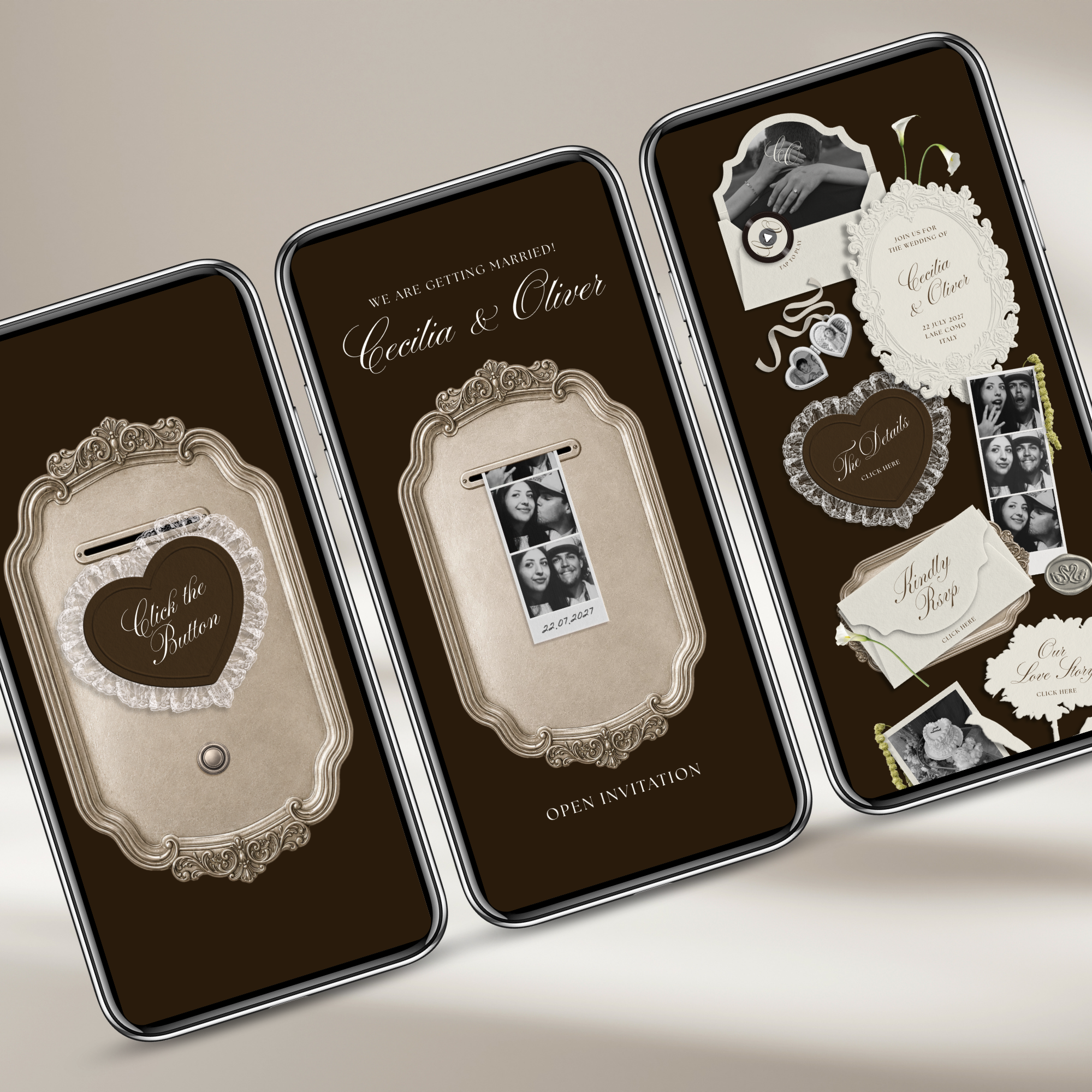 Wedding Website Template with RSVP (Photo Booth 01 - Brown)