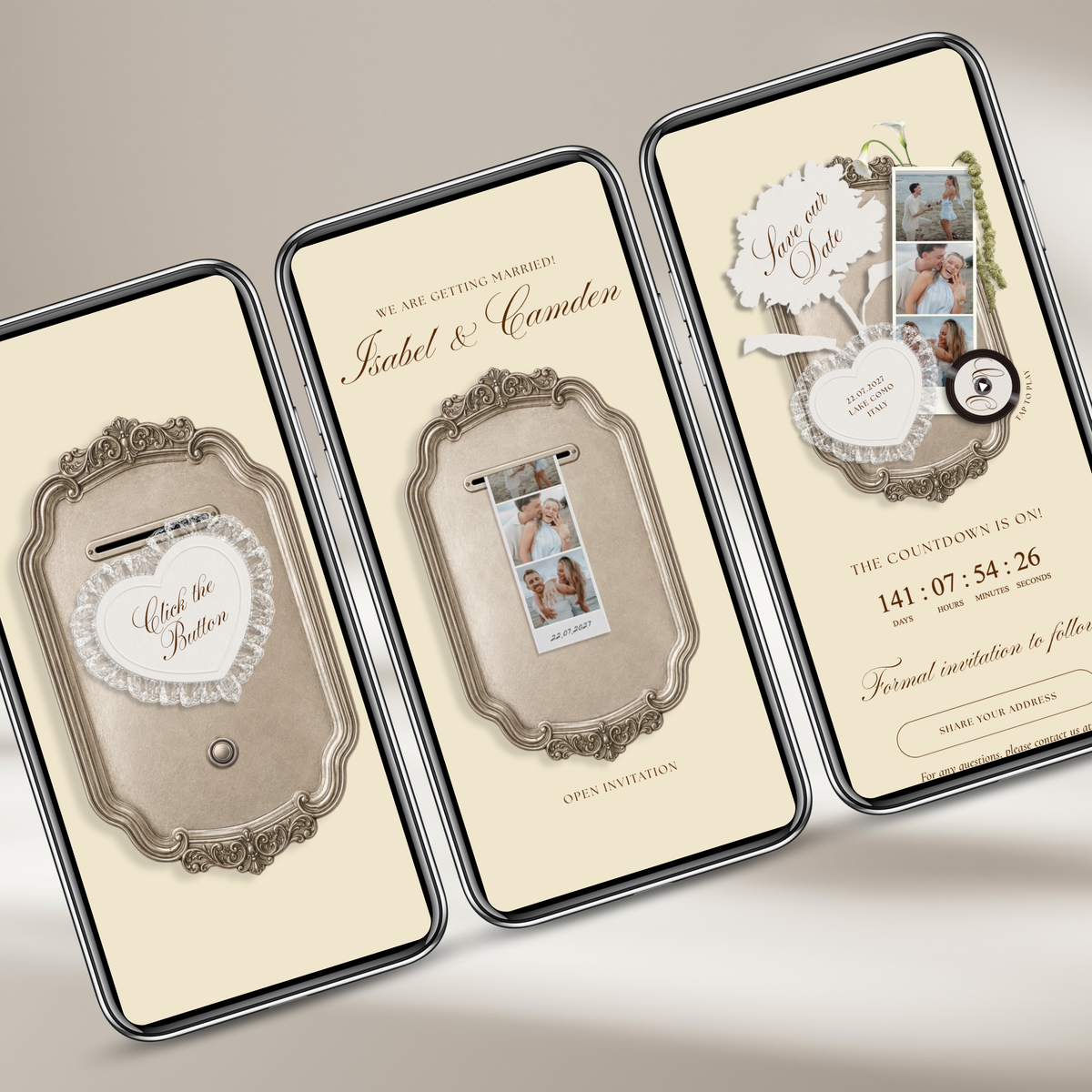 Save The Date Wedding Website Template (Photo Booth Animation 01 - Yellow)
