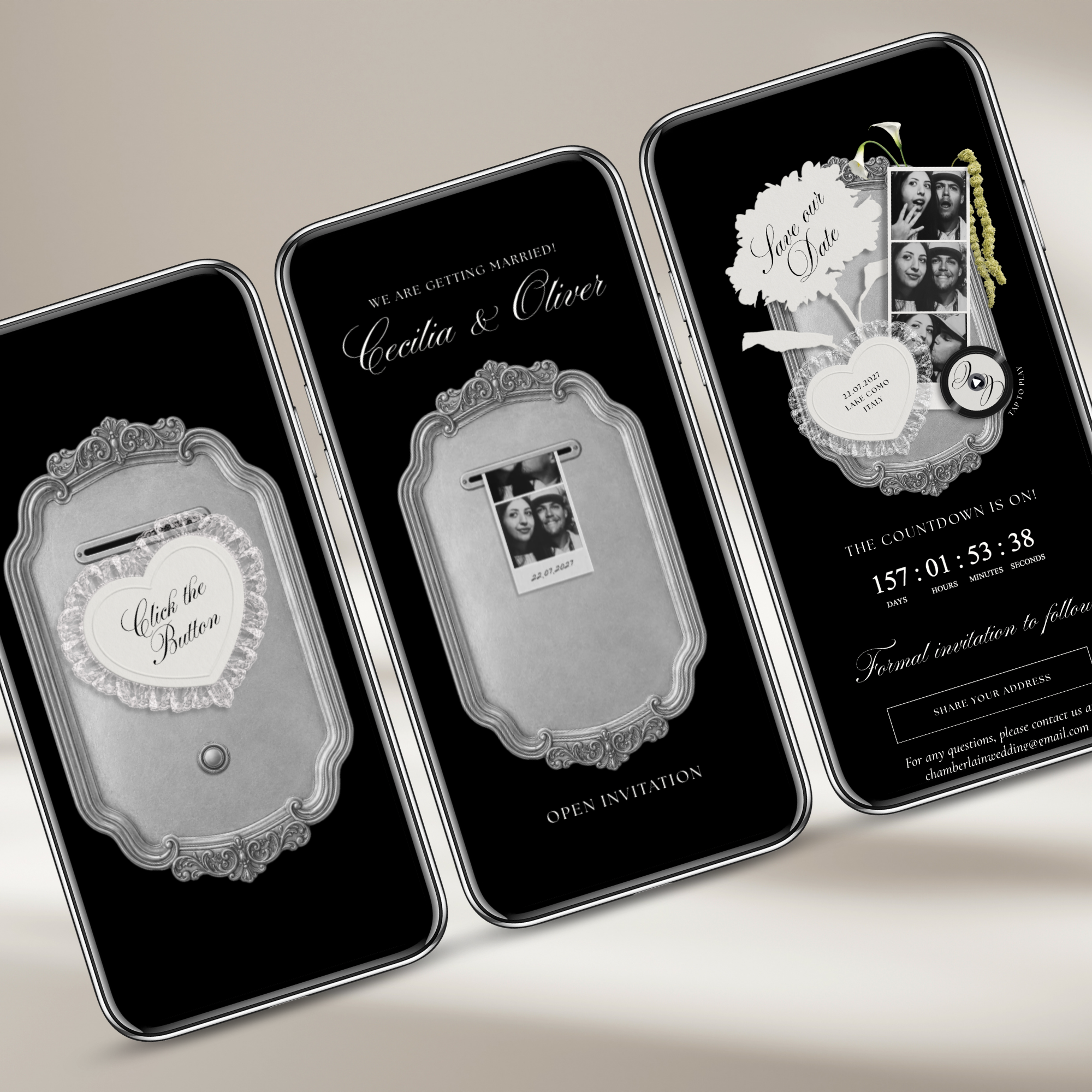 Save The Date Wedding Website Template (Photo Booth Animation 01 - Black)