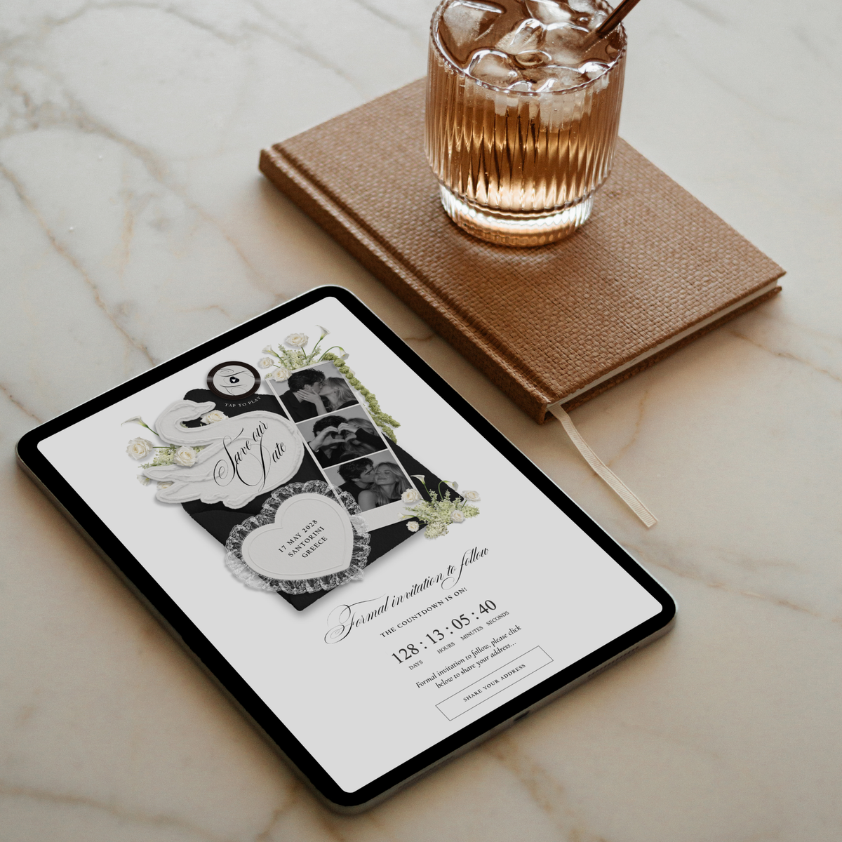 Save The Date Wedding Website Template (Envelope 05 - Black + White)