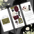 Wedding Website Template with RSVP (Envelope 06 - Green + Burgundy)