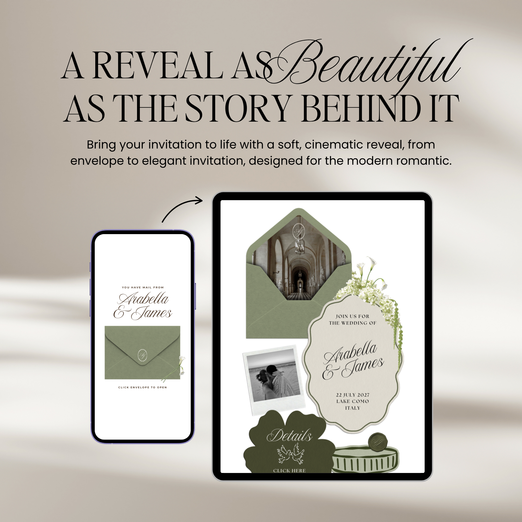 Wedding Website Template with RSVP (Sage & Ivory)