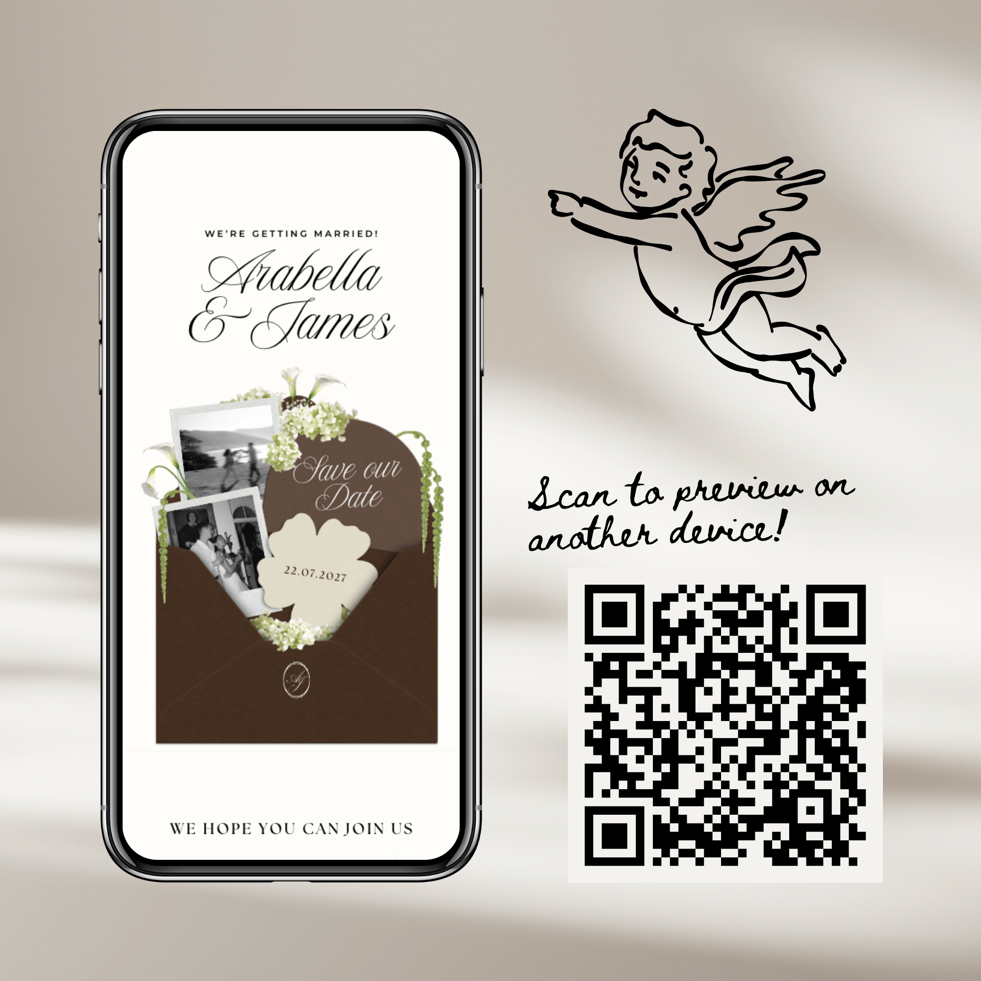 Save The Date Wedding Website Template (Brown & Ivory)