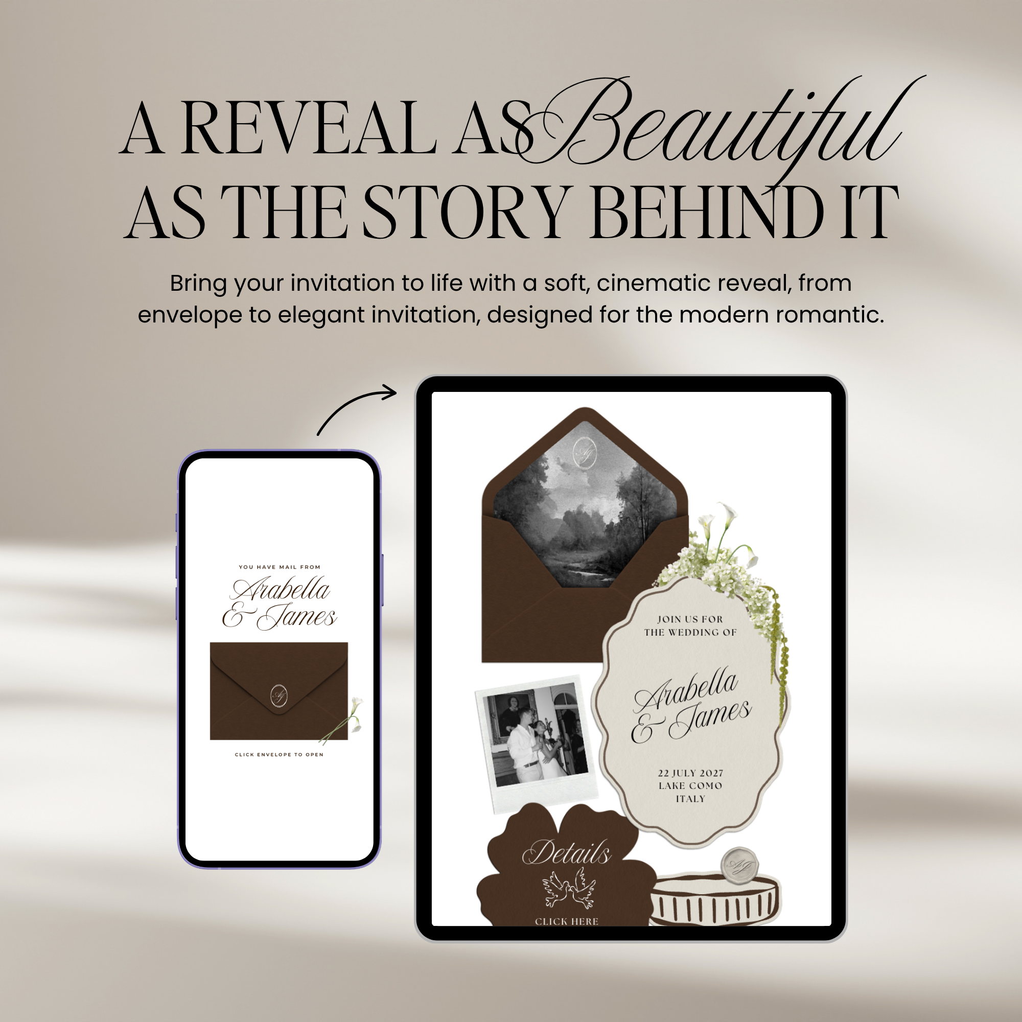 Wedding Website Template with RSVP (Brown & Ivory)