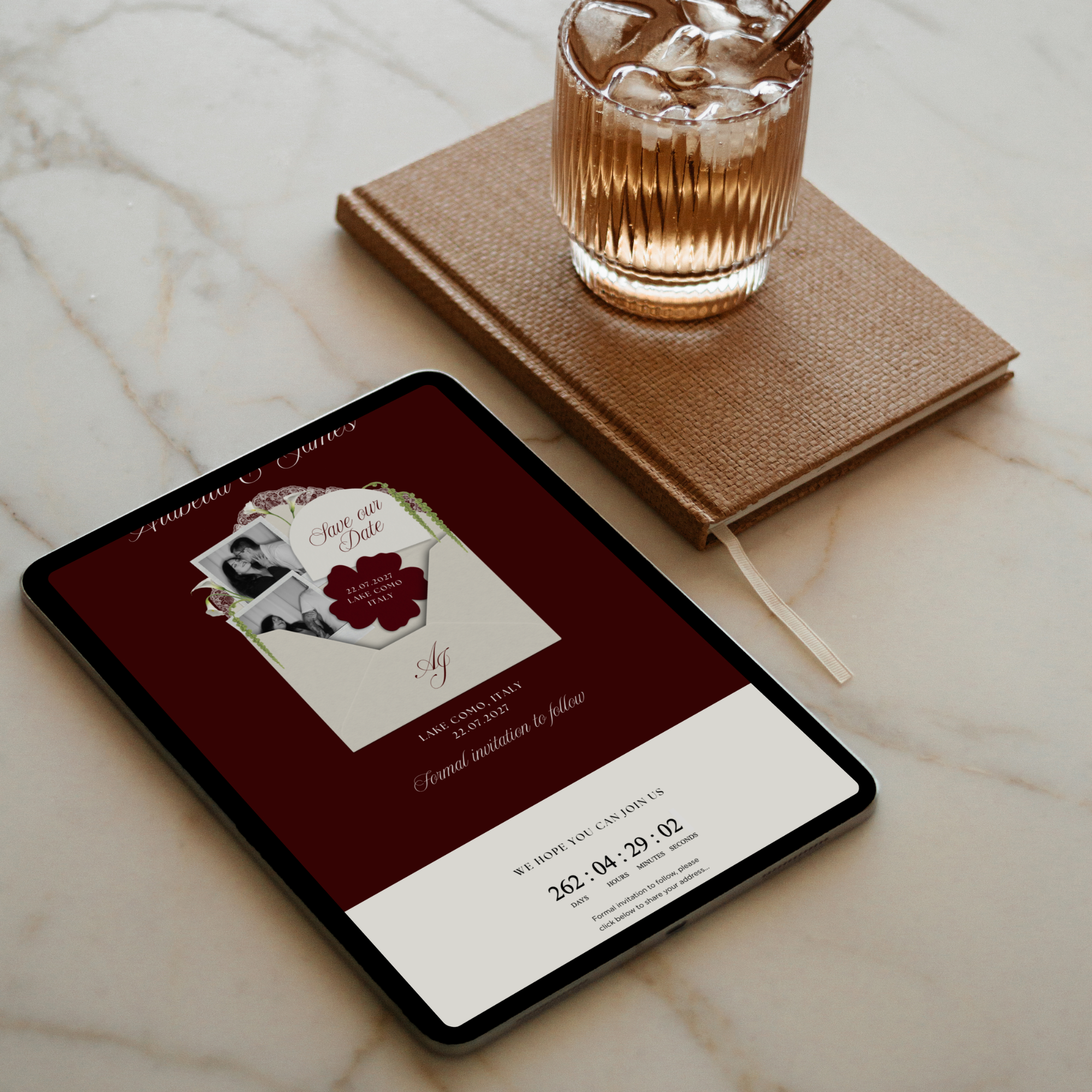 Old Money Save The Date Website Template (Burgundy)